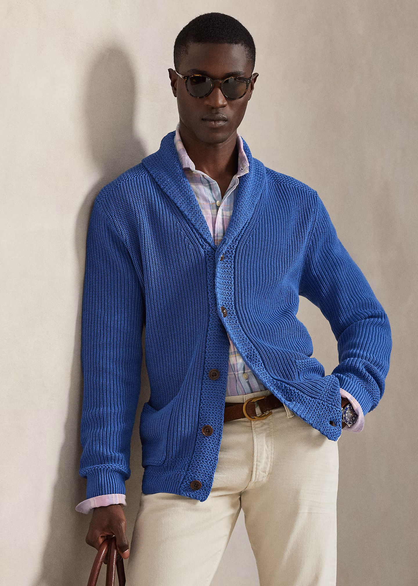 Baumwollstrickjacke mit Schalkragen - RALPH LAUREN OUTLET