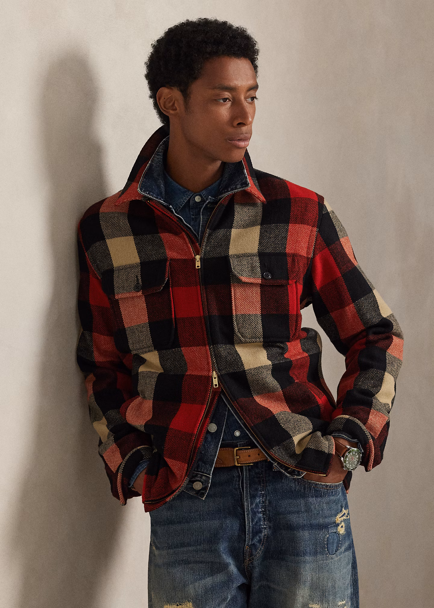 Karierte Classic-Fit Hemdjacke mit Wolle - RALPH LAUREN OUTLET