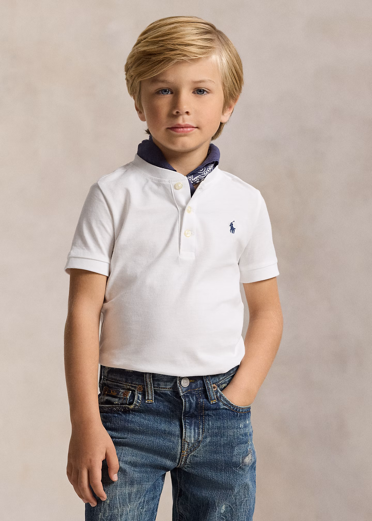 Kurzärmliges Henley aus Baumwolljersey - RALPH LAUREN OUTLET