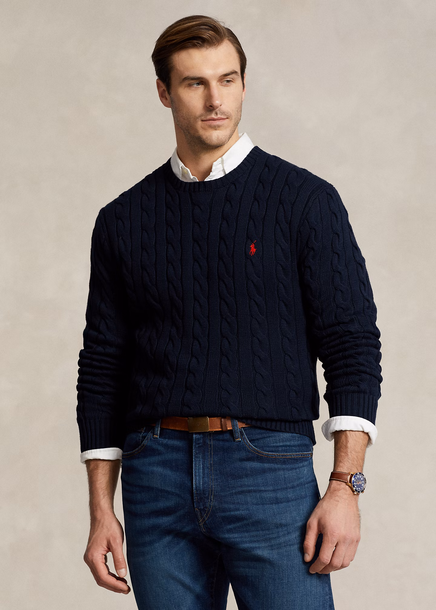 Baumwollpullover mit Zopfmuster - RALPH LAUREN OUTLET