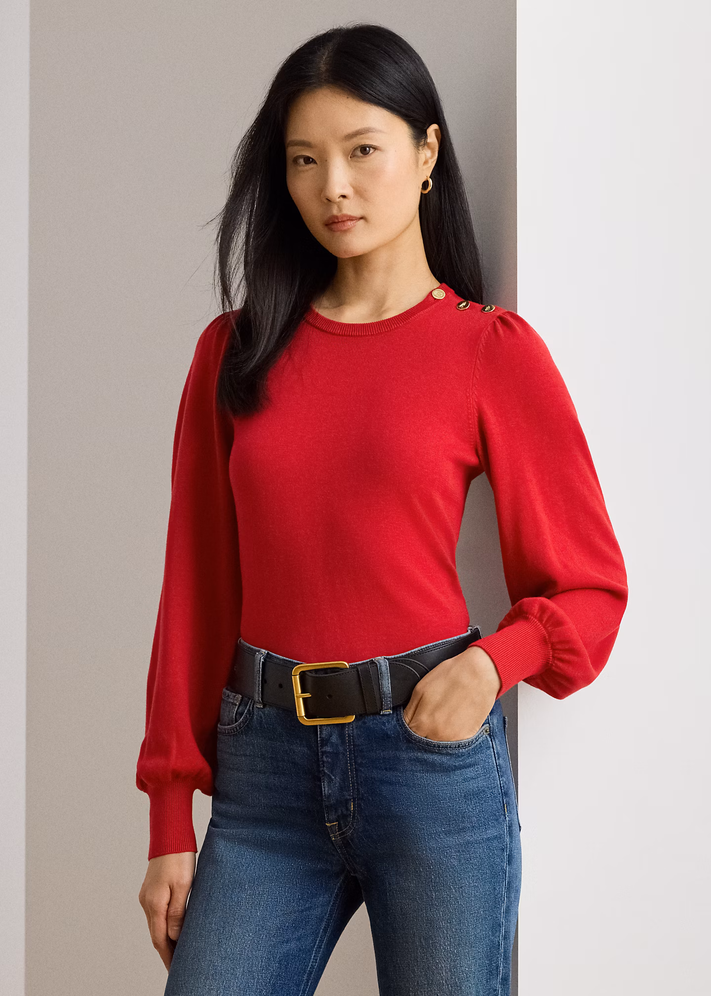 Pullover mit Knöpfen und Puffärmeln - RALPH LAUREN OUTLET