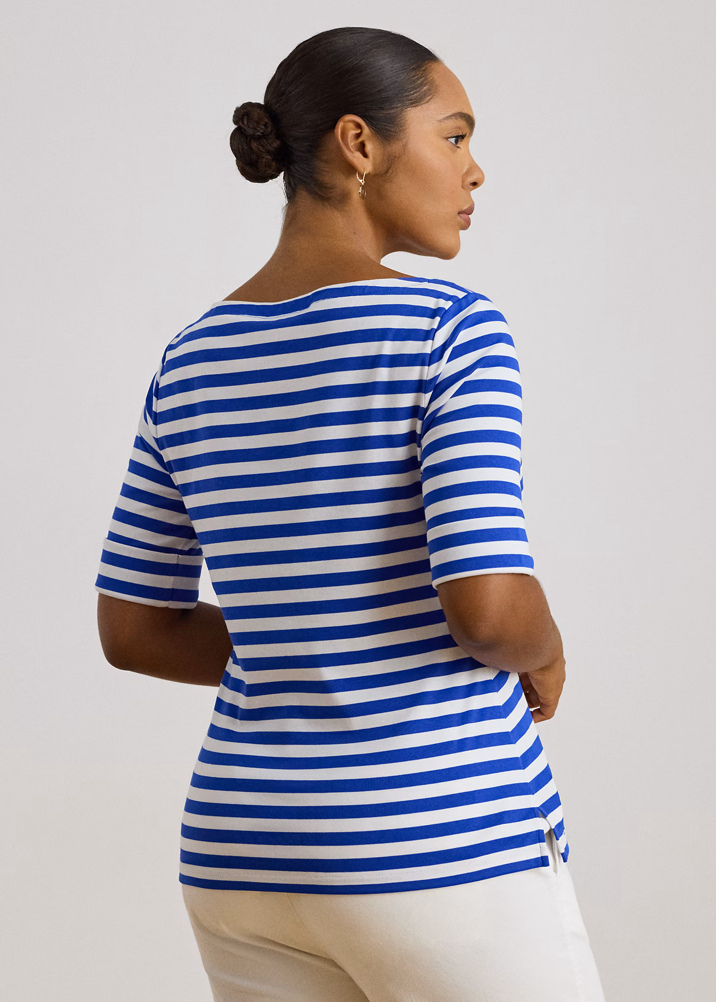 Baumwoll-T-Shirt mit U-Boot-Ausschnitt - RALPH LAUREN OUTLET