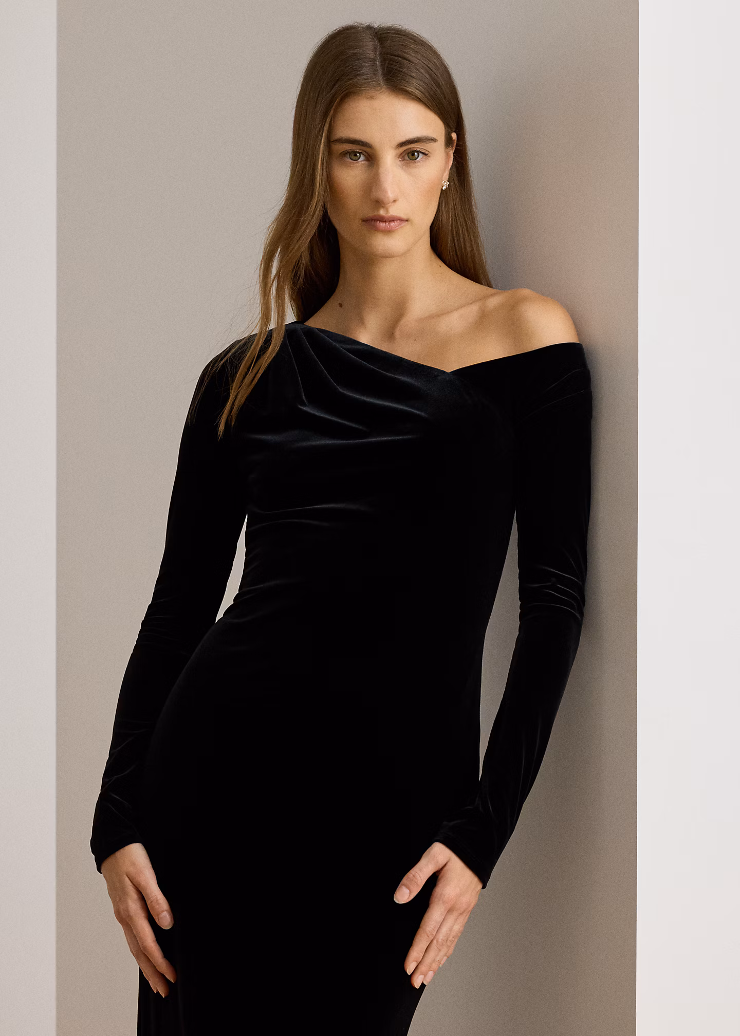 Asymmetrisches Abendkleid aus Samt - RALPH LAUREN OUTLET
