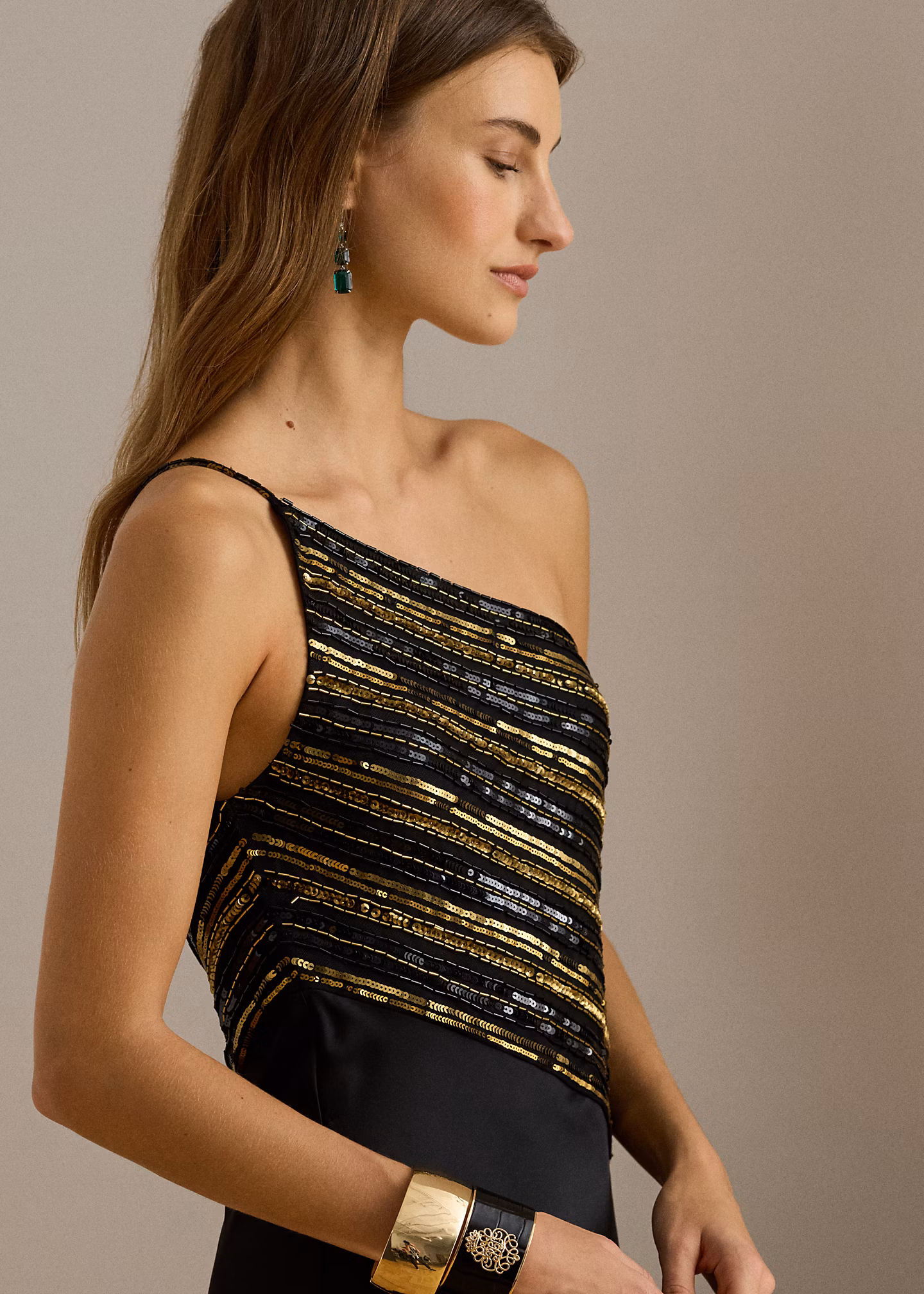 Einschultriges Kleid mit Perlen - RALPH LAUREN OUTLET