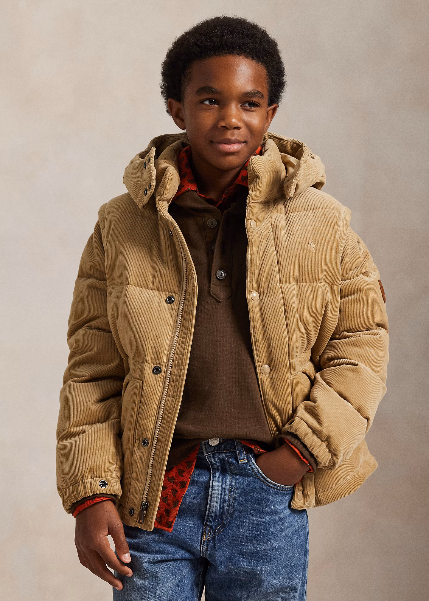 Vielseitige Daunenjacke aus Kordsamt - RALPH LAUREN OUTLET