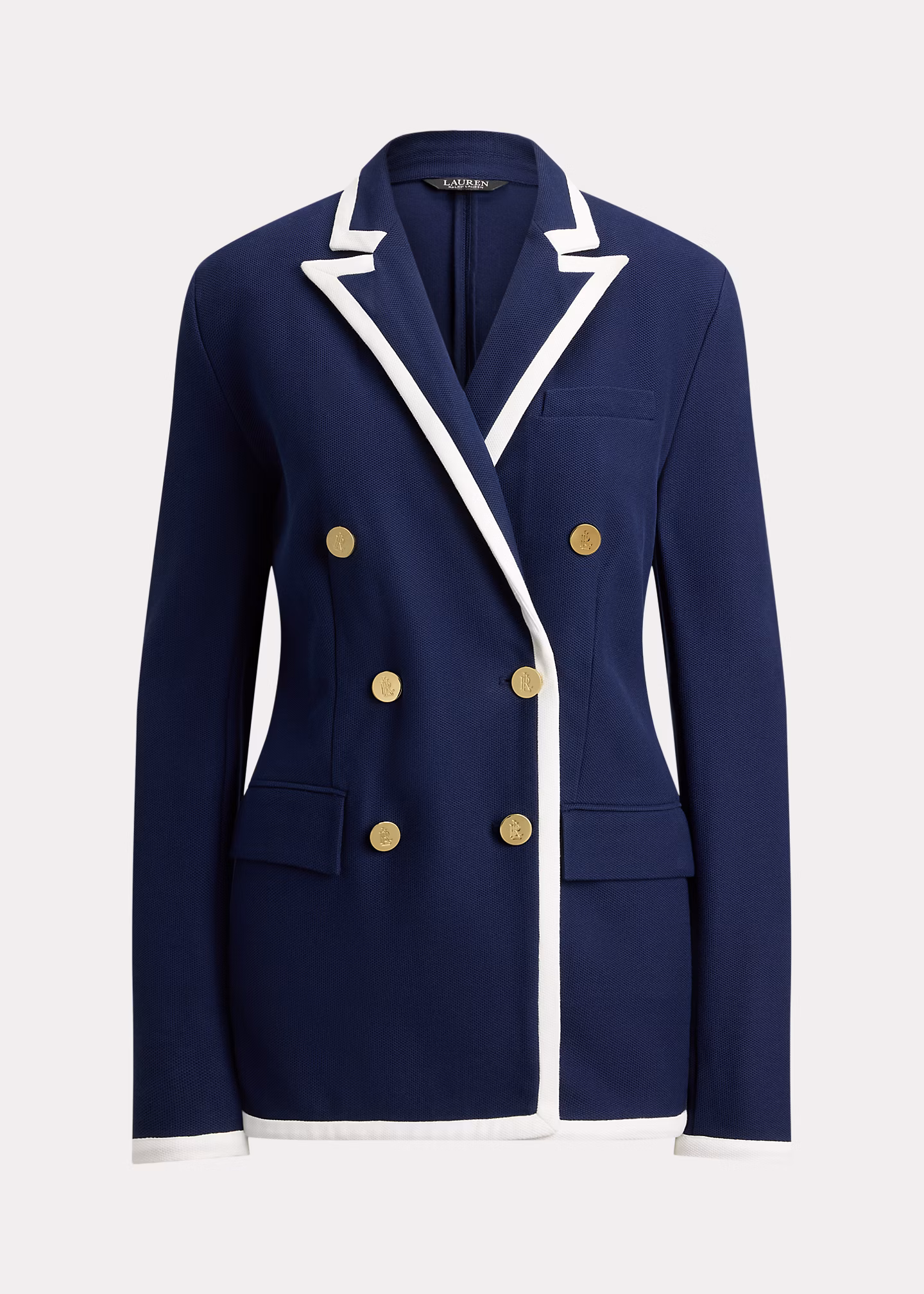 Zweifarbiger zweireihiger Piqué-Blazer - RALPH LAUREN OUTLET