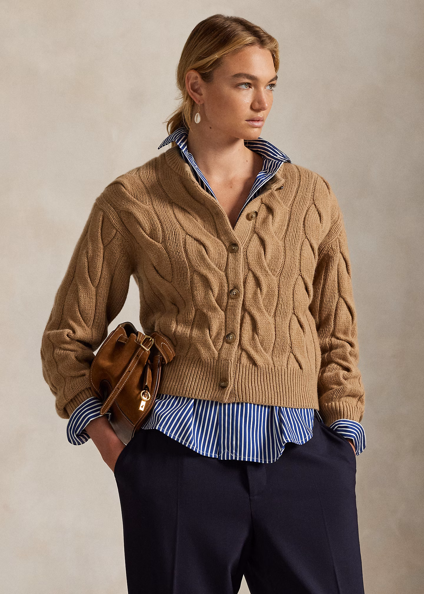 Woll-Kaschmir-Cardigan mit Zopfmuster - RALPH LAUREN OUTLET