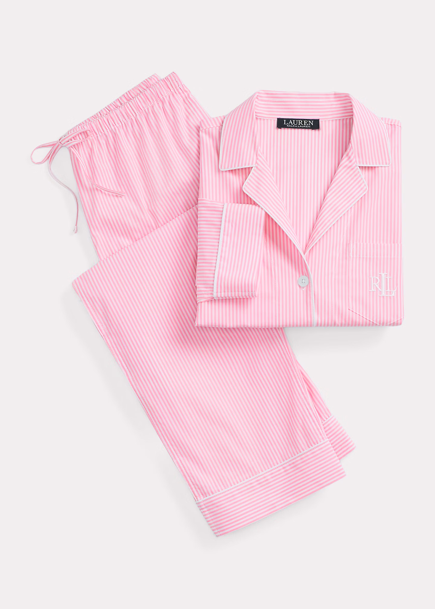 Gestreifter Pyjama aus Baumwollpopeline - RALPH LAUREN OUTLET