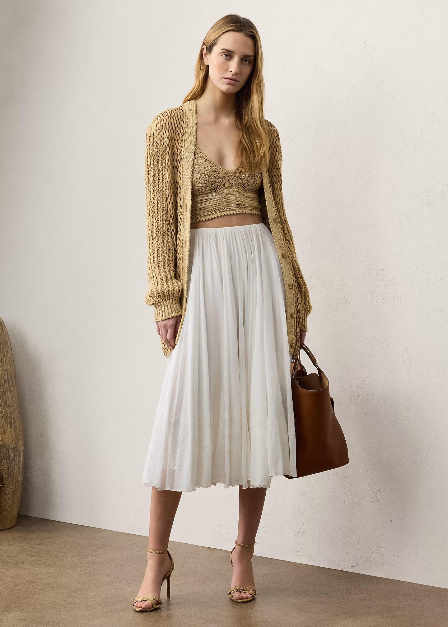 Strickjacke aus Seide und Wildleder - RALPH LAUREN OUTLET