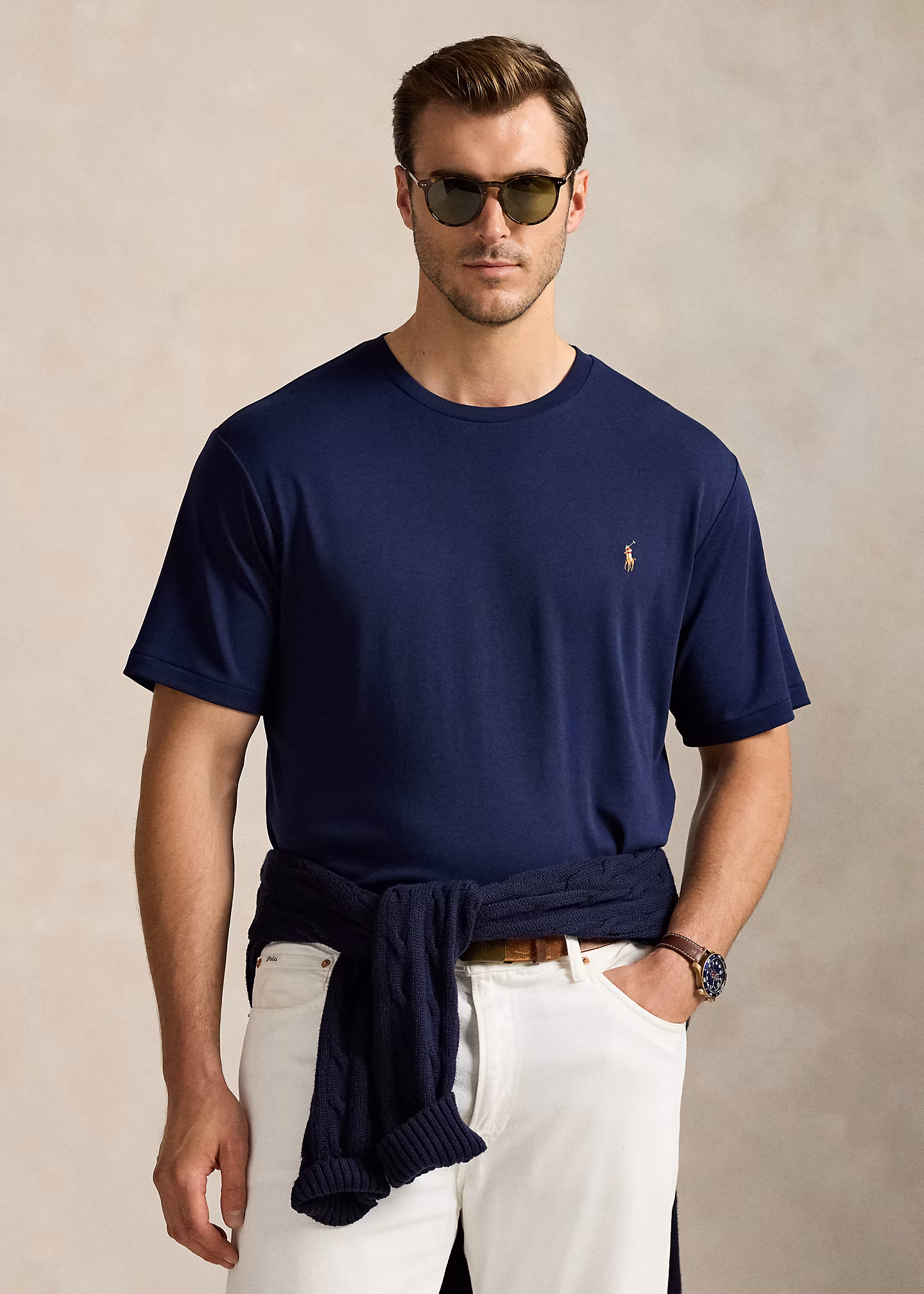 Rundhals-T-Shirt aus weicher Baumwolle - RALPH LAUREN OUTLET