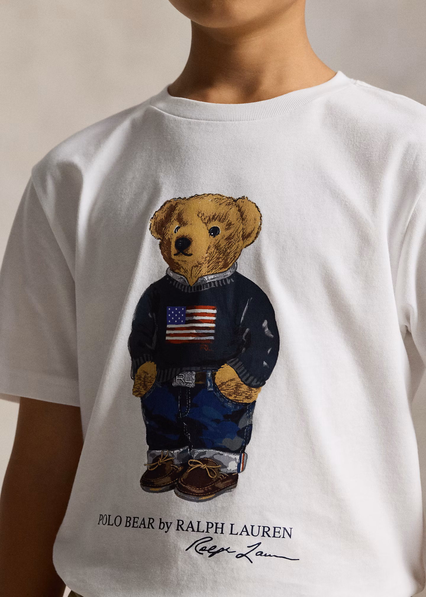Baumwolljersey-T-Shirt mit Polo Bear - RALPH LAUREN OUTLET