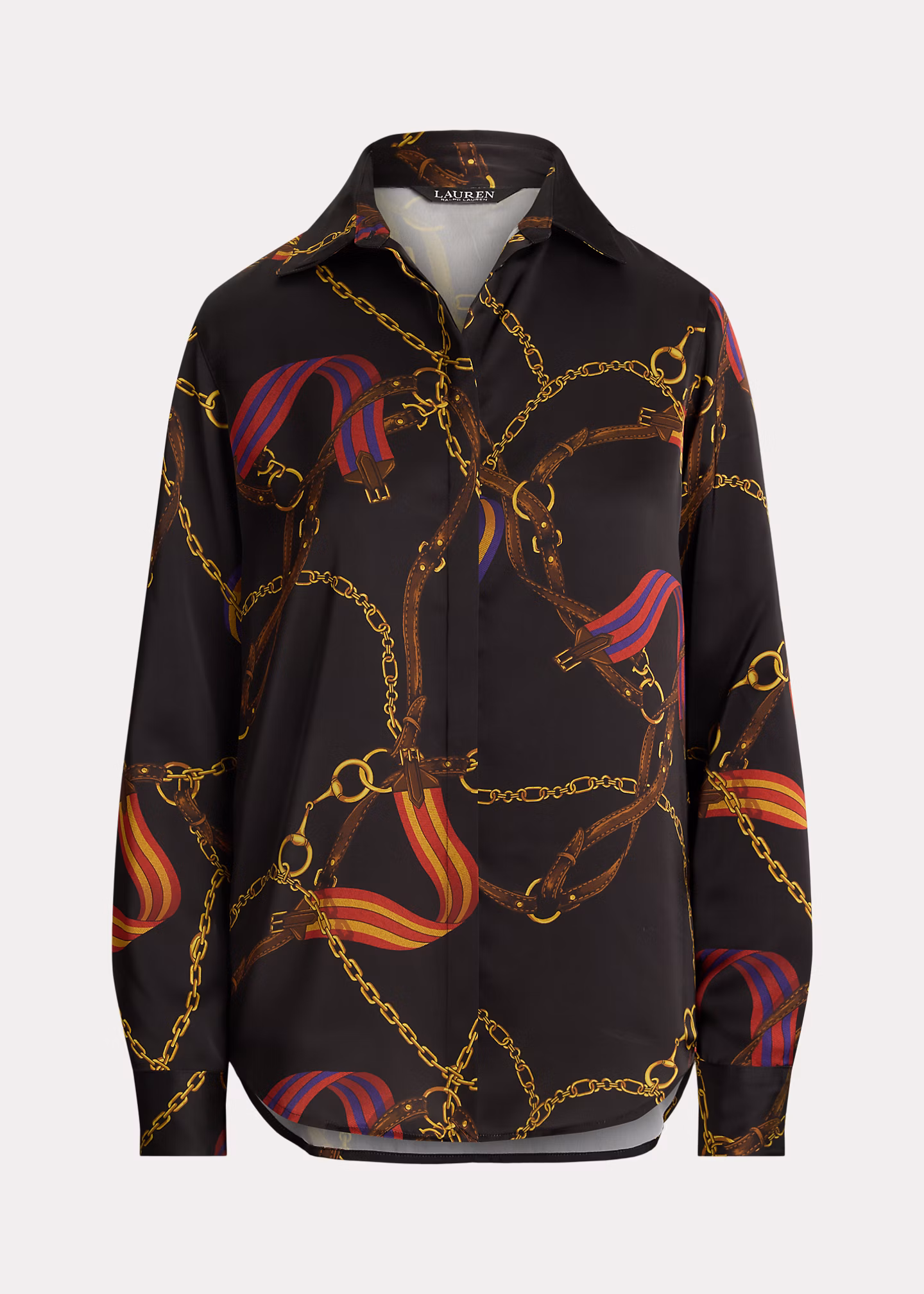 Classic Fit Belting-Print Satin Shirt - RALPH LAUREN OUTLET