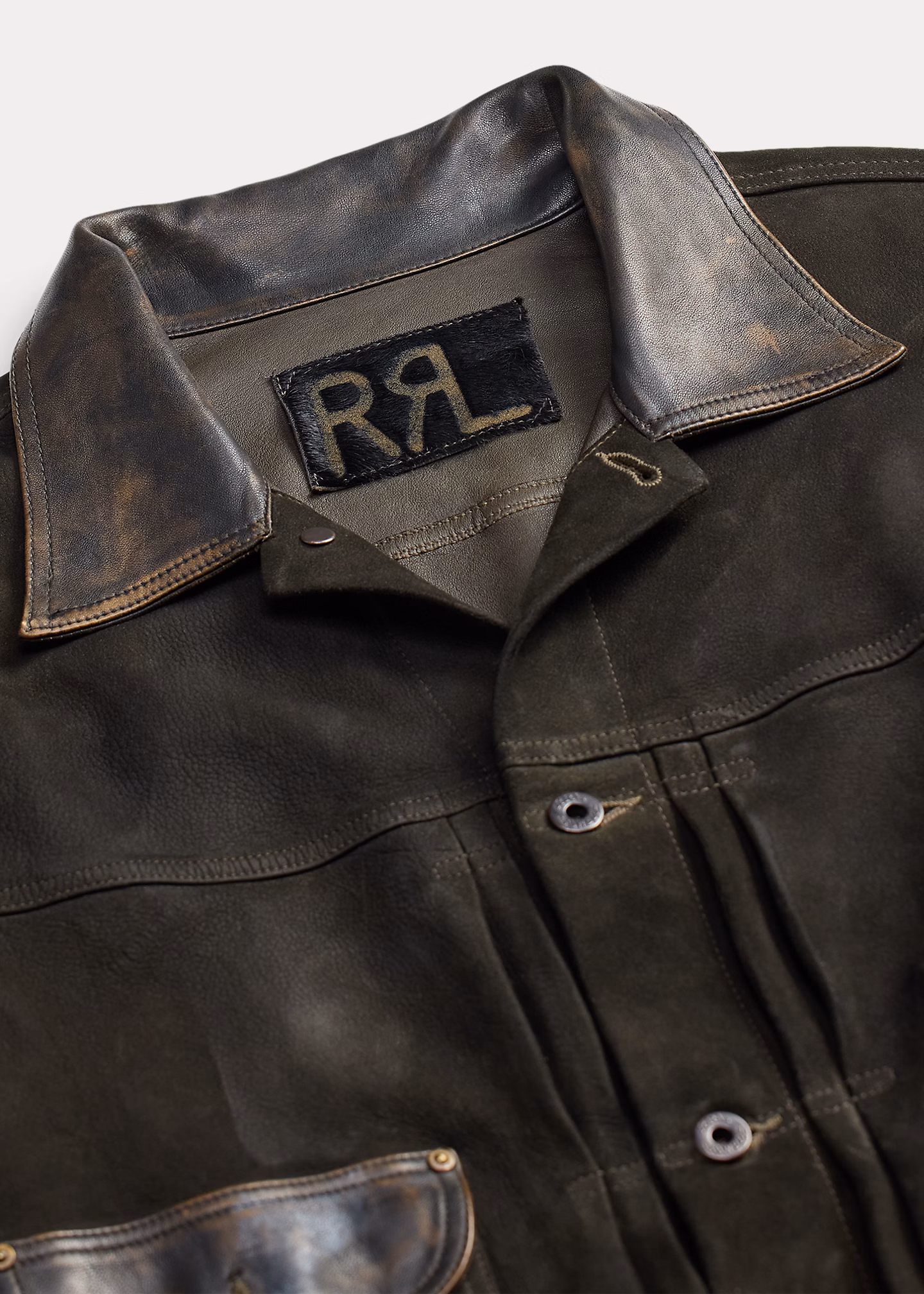 Wildlederjacke mit Lederbesatz - RALPH LAUREN OUTLET