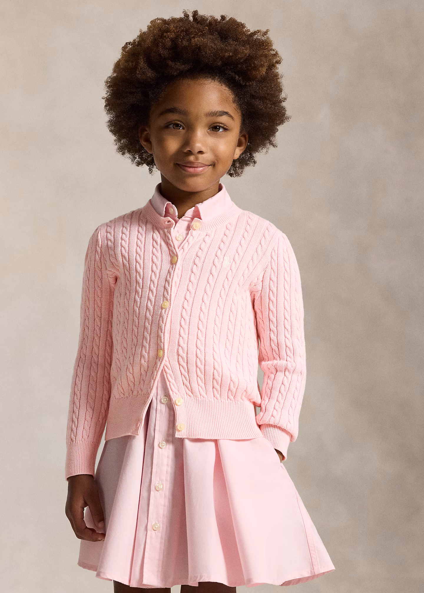 Baumwollstrickjacke mit Mini-Zopfmuster - RALPH LAUREN OUTLET