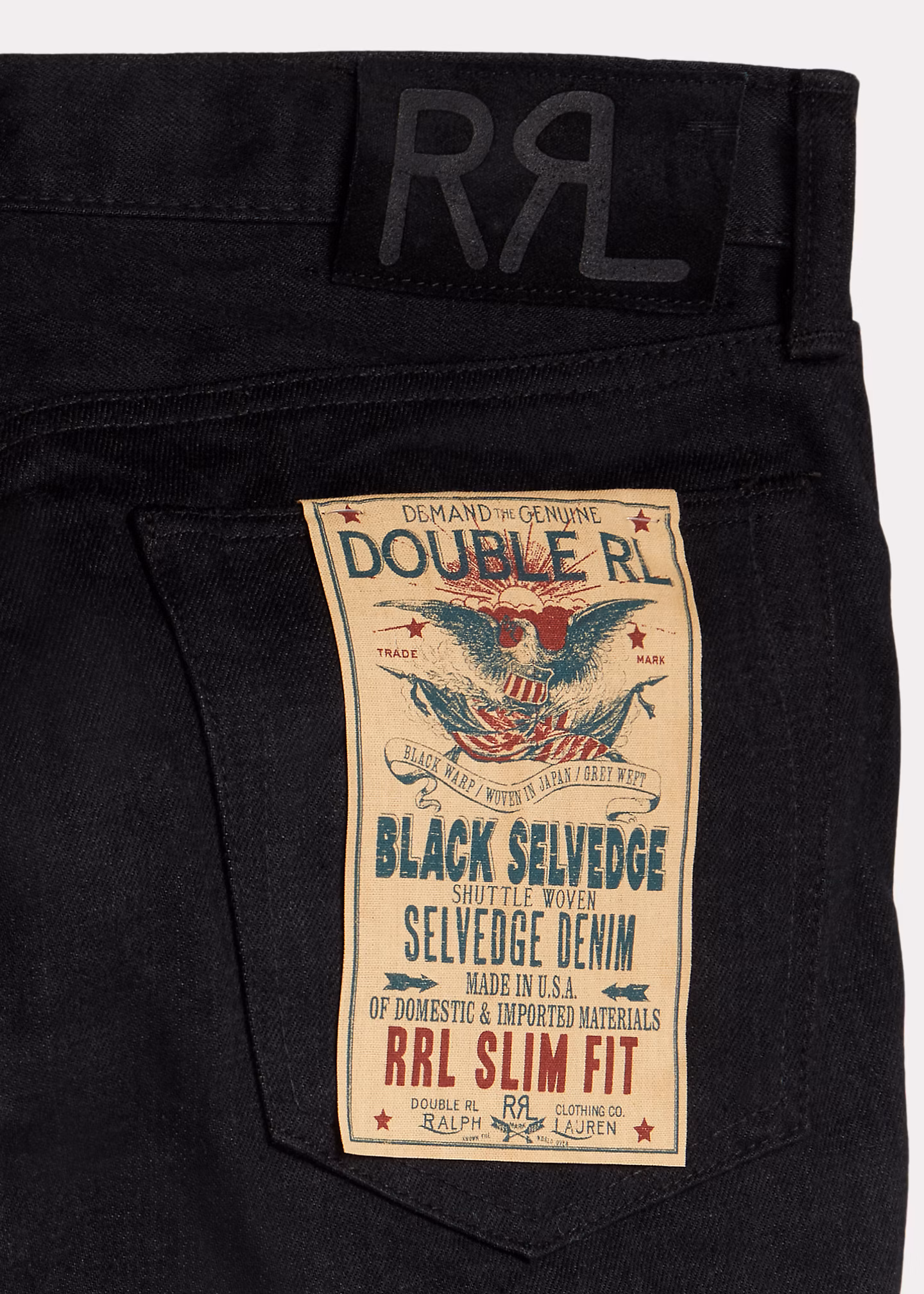 Slim-Fit Selvedge-Jeans in Schwarz - RALPH LAUREN OUTLET