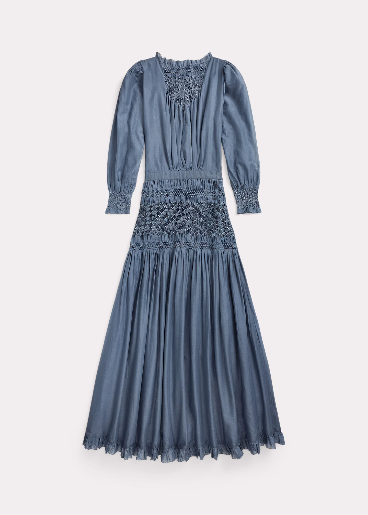 Baumwoll-Voile-Kleid mit Smokdetails - RALPH LAUREN OUTLET