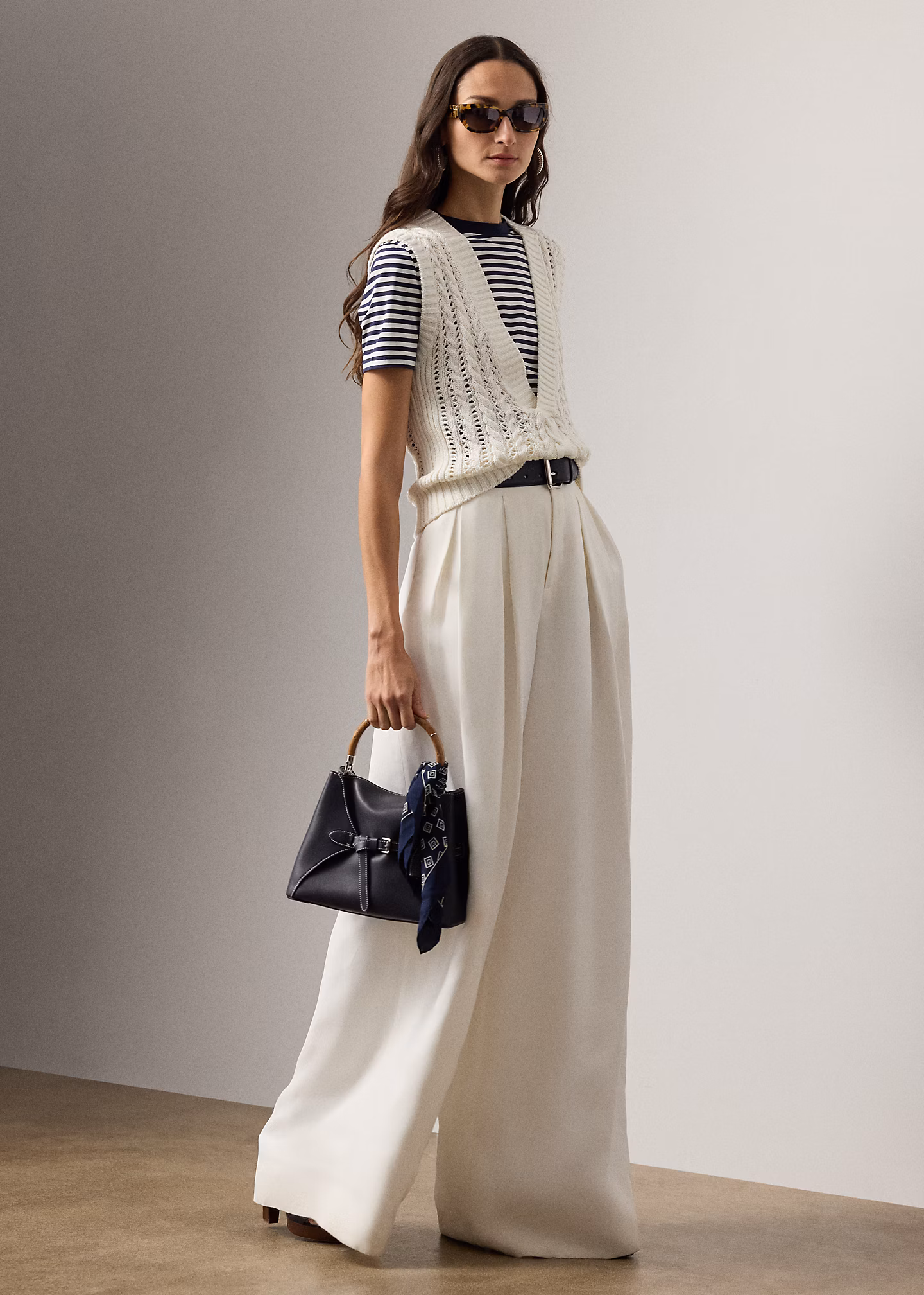 Baumwoll-Seiden-Pullunder mit Zopfmuster - RALPH LAUREN OUTLET