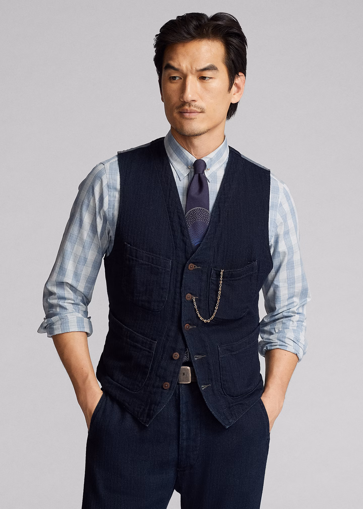 Fischgrat-Weste in Indigo - RALPH LAUREN OUTLET