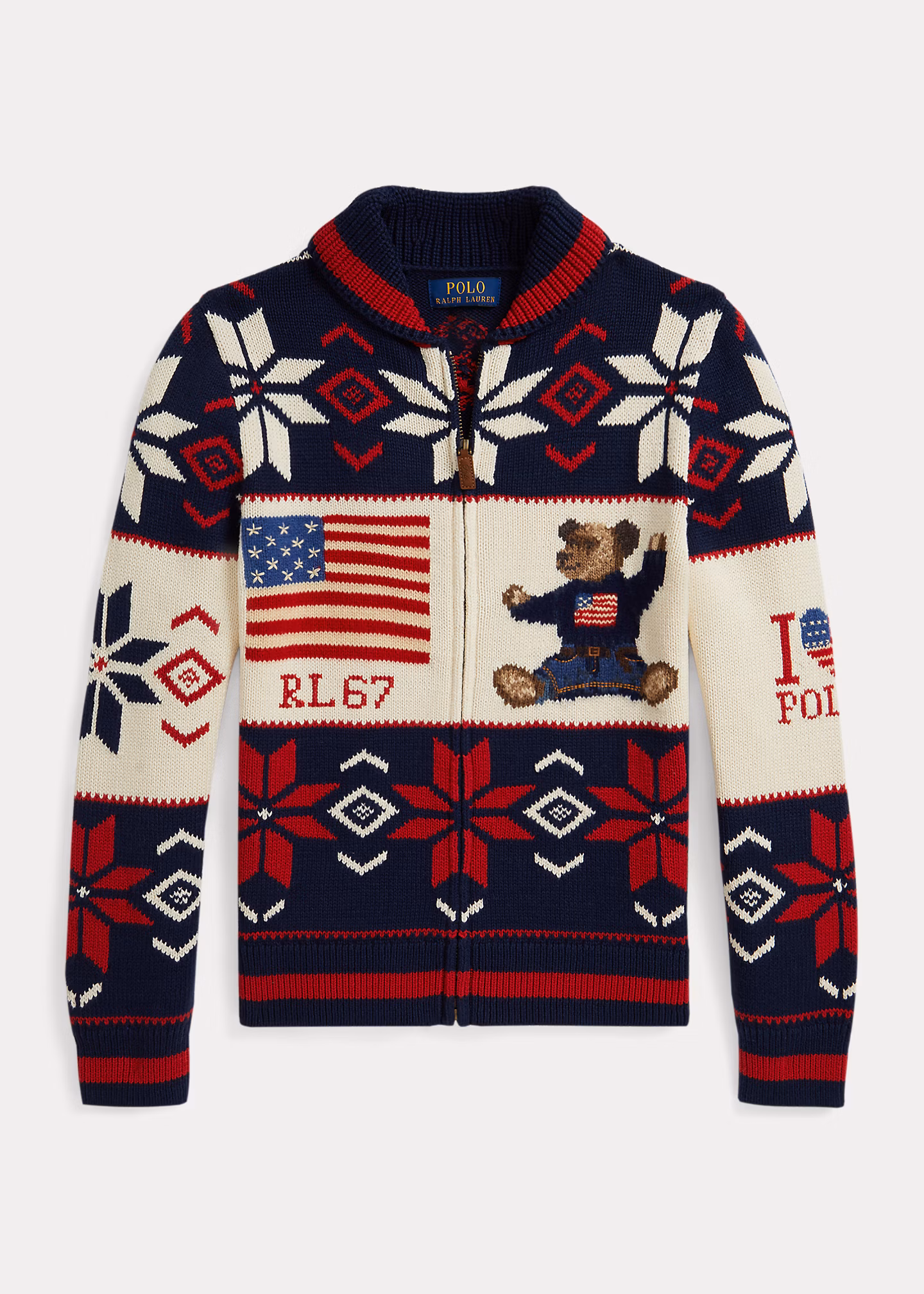 Baumwollstrickjacke mit Polo Bear - RALPH LAUREN OUTLET