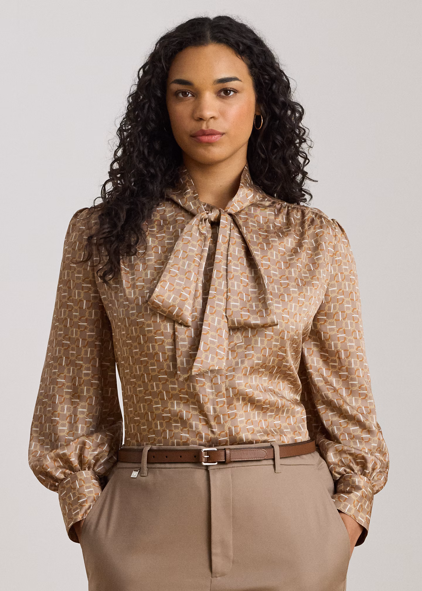 Gemusterte Twillbluse mit Bindedetail - RALPH LAUREN OUTLET