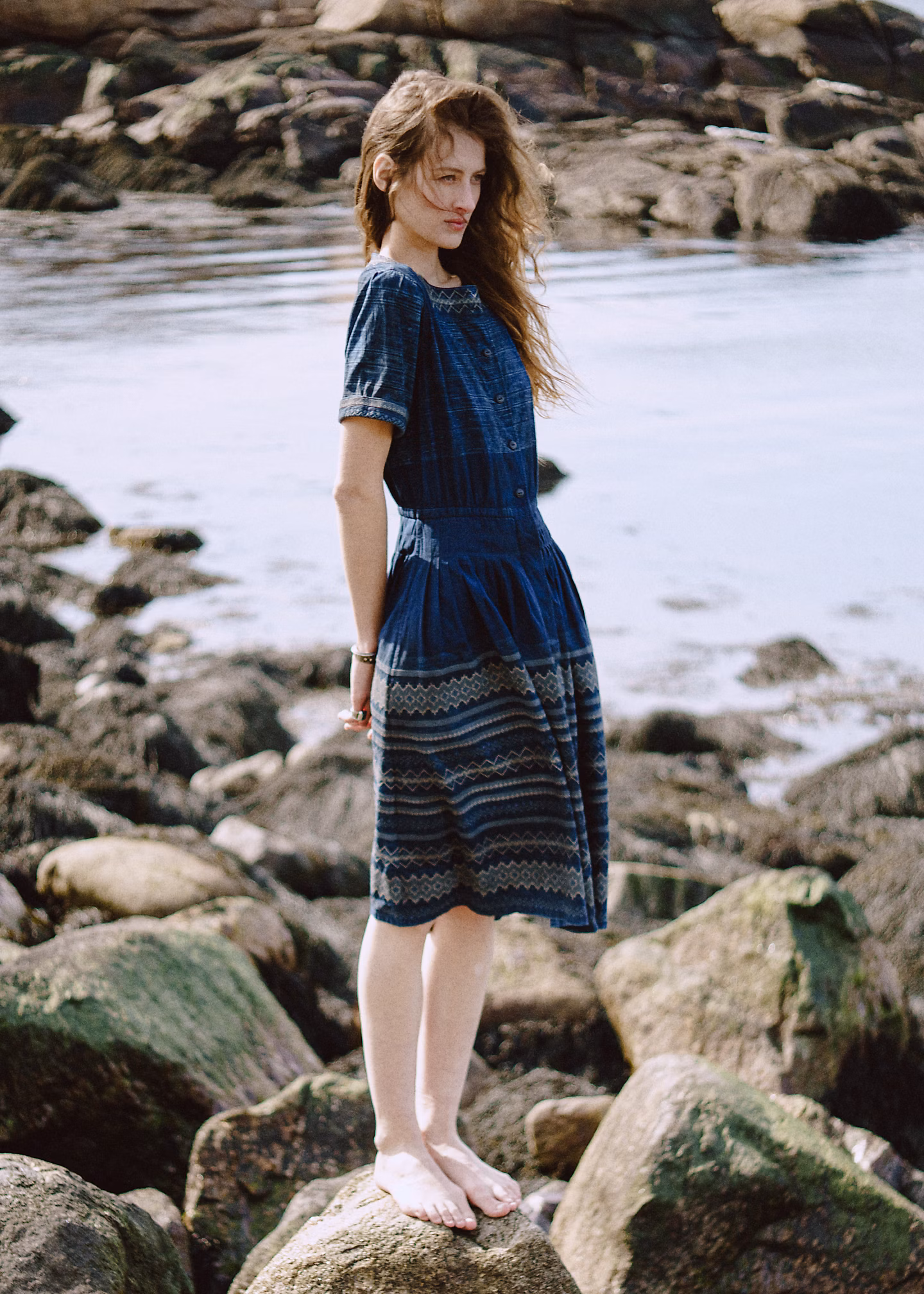 Besticktes Baumwollkleid in Indigo - RALPH LAUREN OUTLET