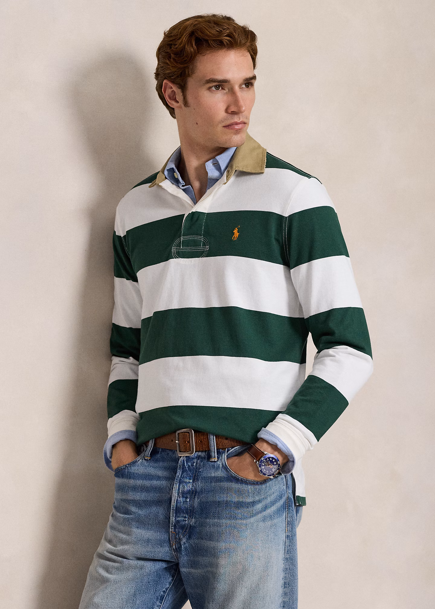 Classic-Fit Rugbyhemd mit Khaki-Kragen - RALPH LAUREN OUTLET