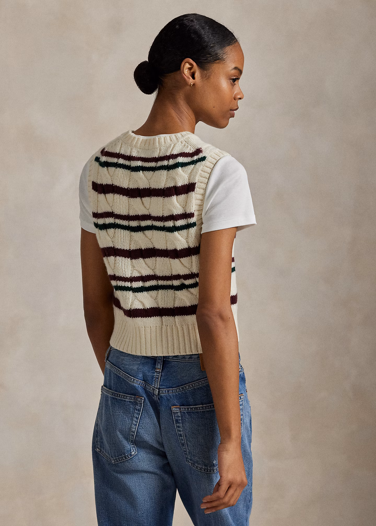 Woll-Kaschmir-Pullunder mit Zopfmuster - RALPH LAUREN OUTLET