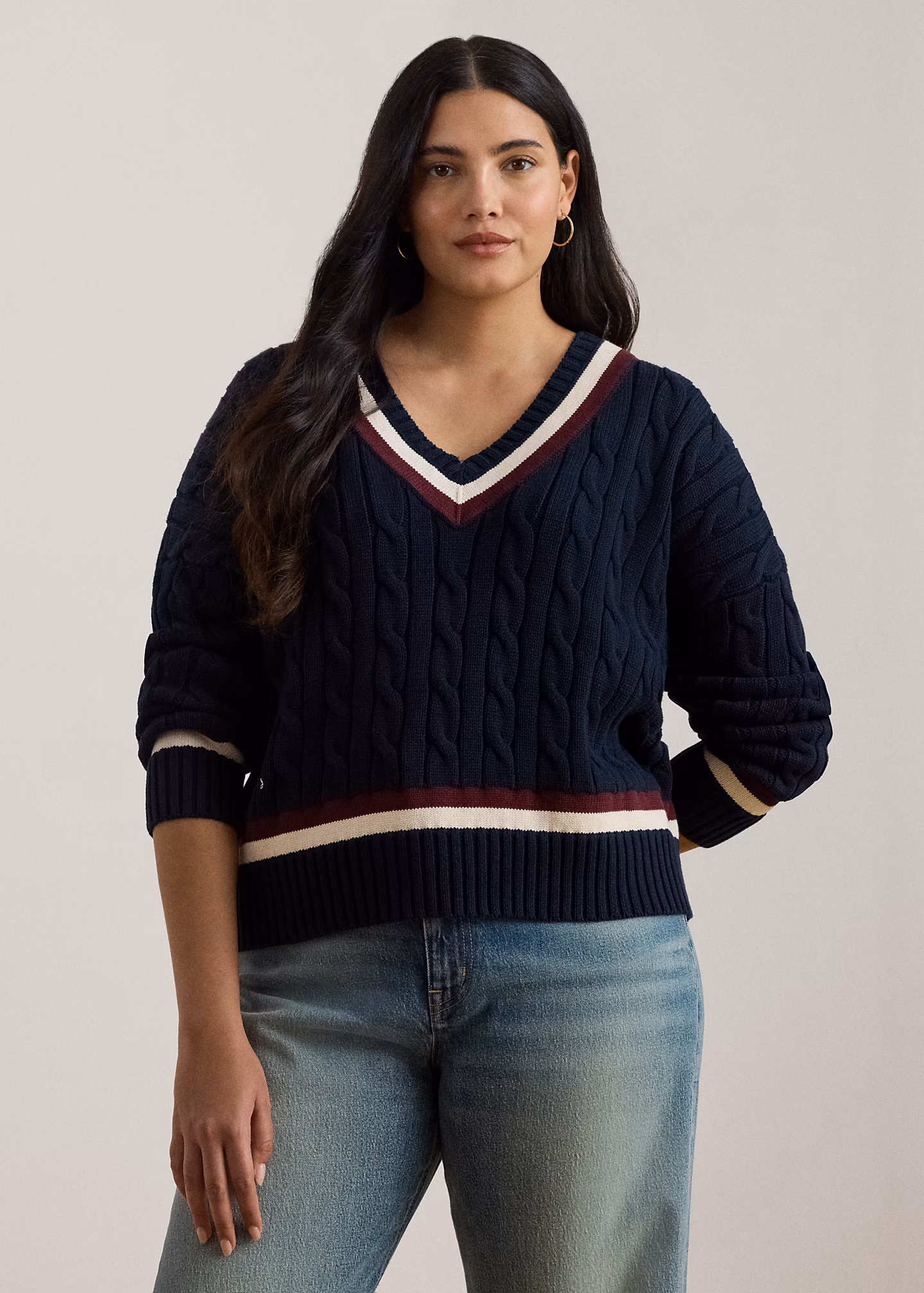 Baumwoll-Cricketpullover mit Zopfmuster - RALPH LAUREN OUTLET