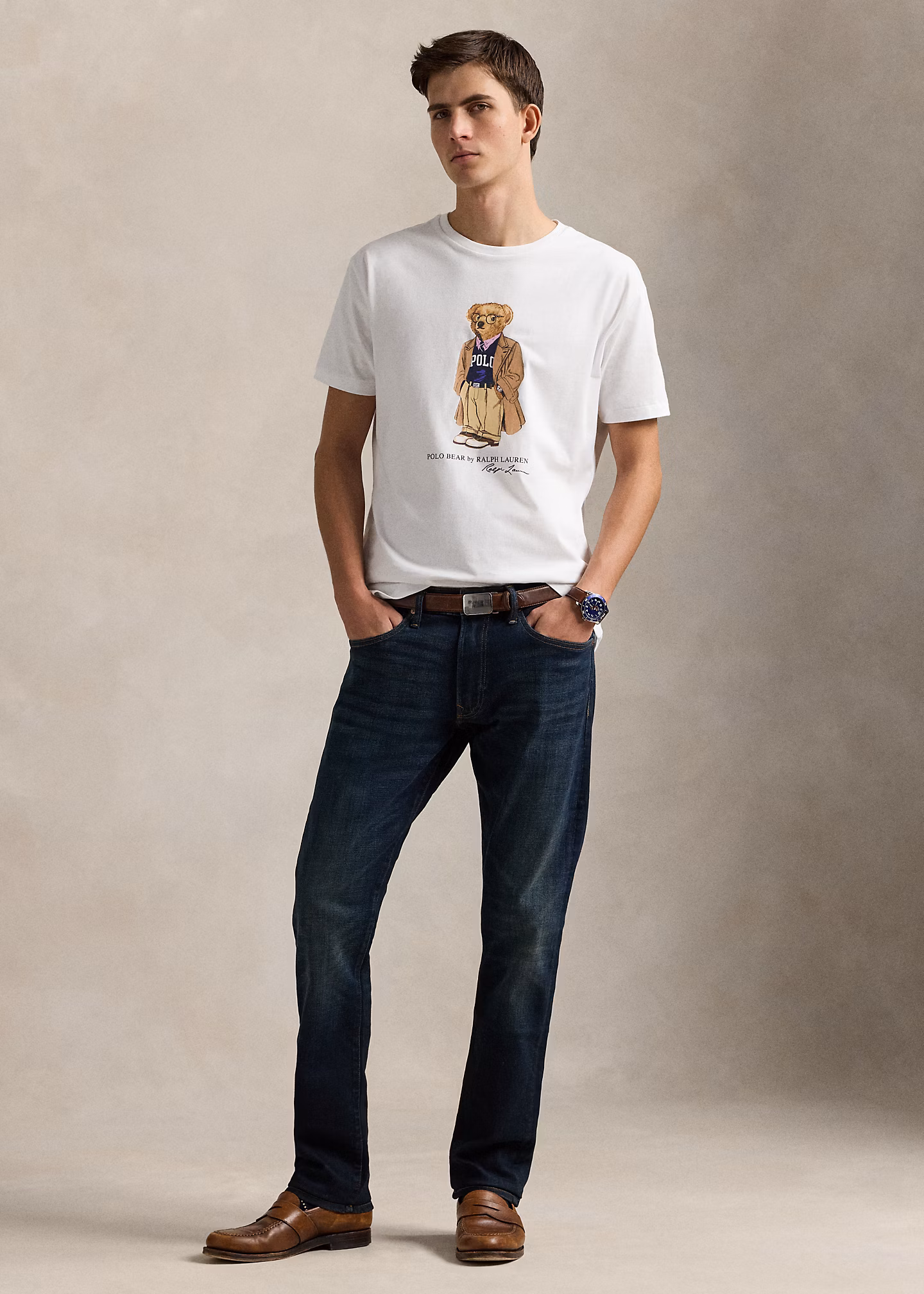 Custom-Slim Jersey-T-Shirt mit Polo Bear - RALPH LAUREN OUTLET