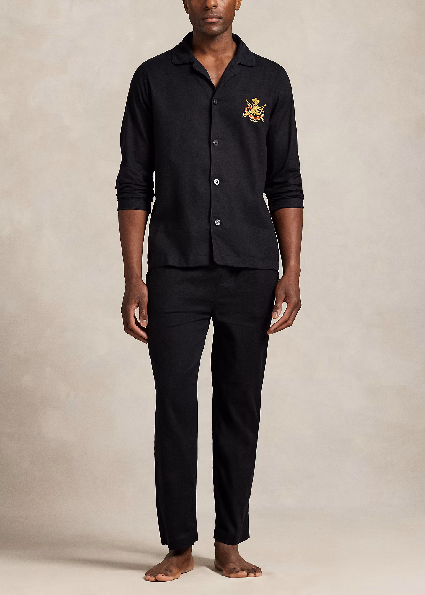 Pyjama-Set aus Flanell mit Wappen - RALPH LAUREN OUTLET