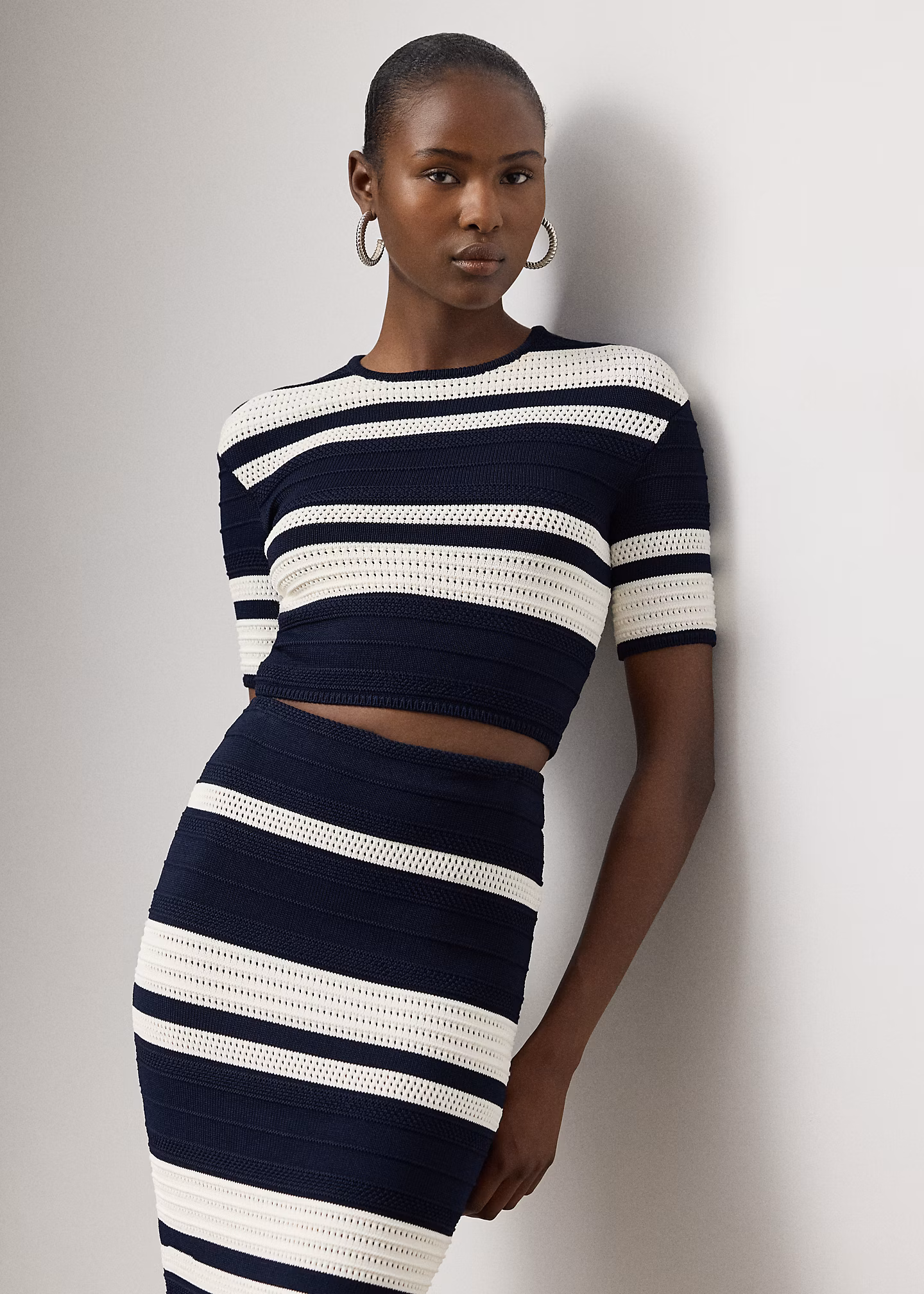 Gestreifter strukturierter kurzer Pullover - RALPH LAUREN OUTLET