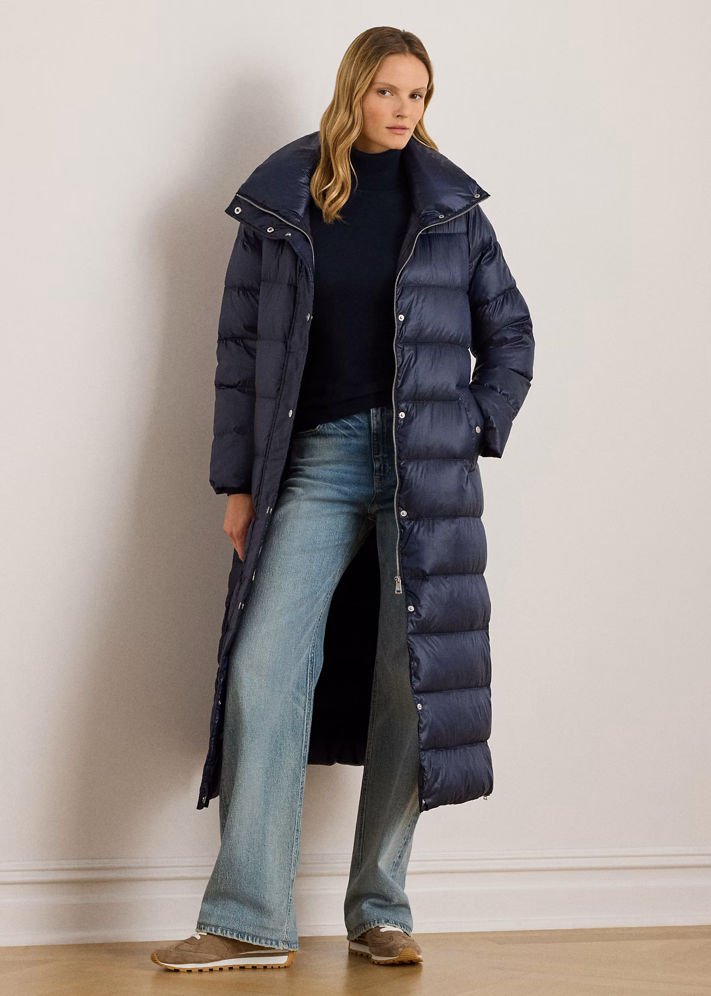 Metallic Funnelneck Down Maxicoat - RALPH LAUREN OUTLET