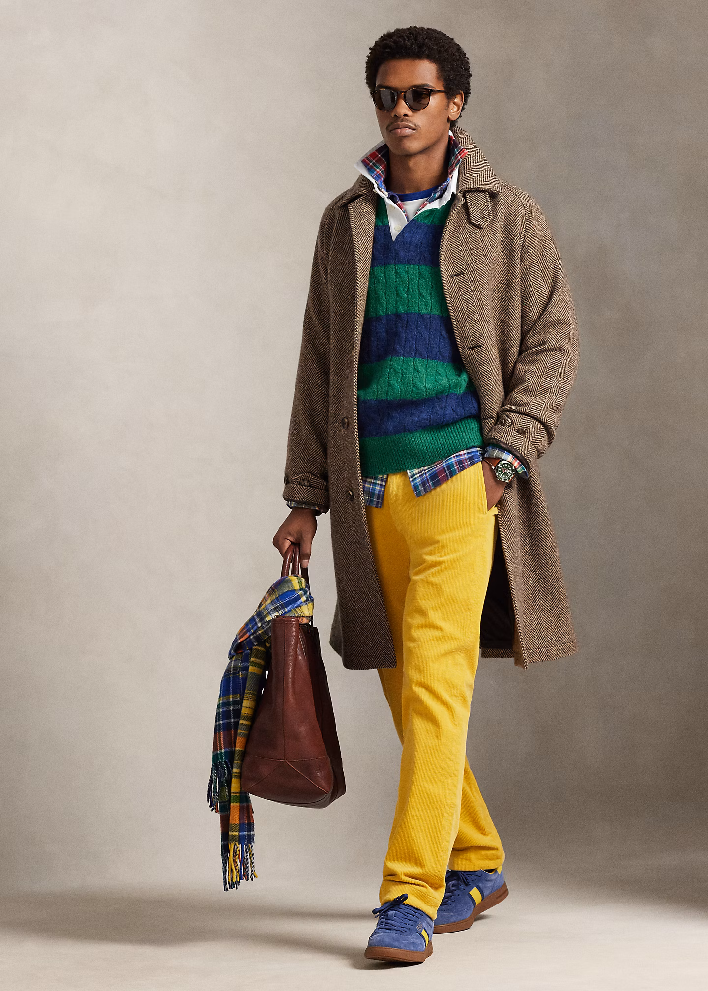 Zopfmuster-Rugby-Pullover mit Streifen - RALPH LAUREN OUTLET