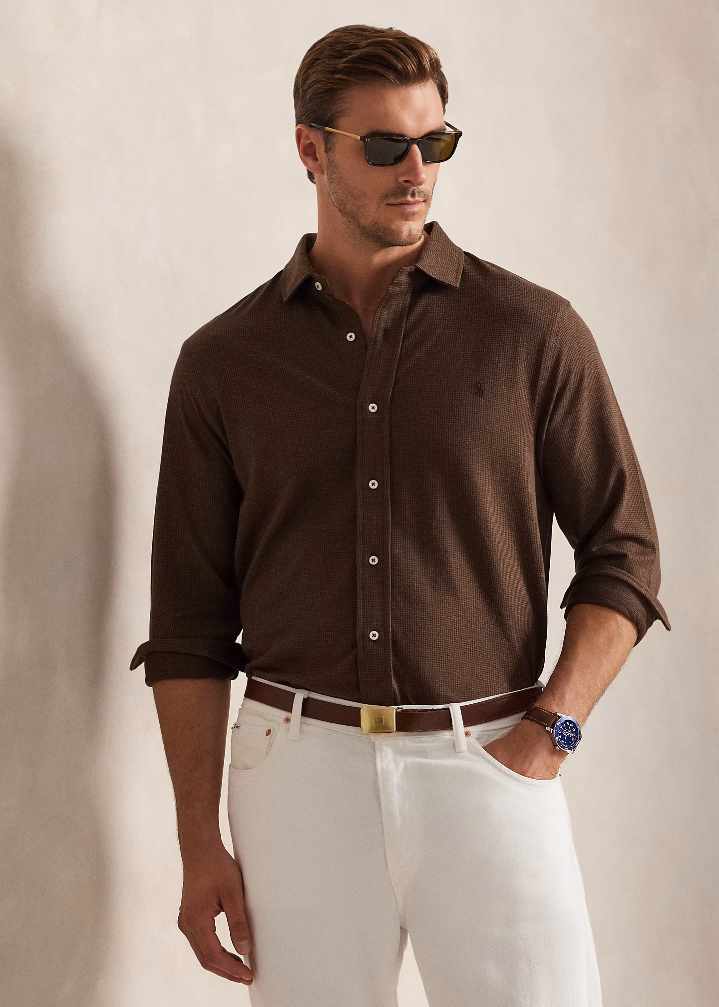 Hahnentritt-Jerseyhemd mit Kragen - RALPH LAUREN OUTLET