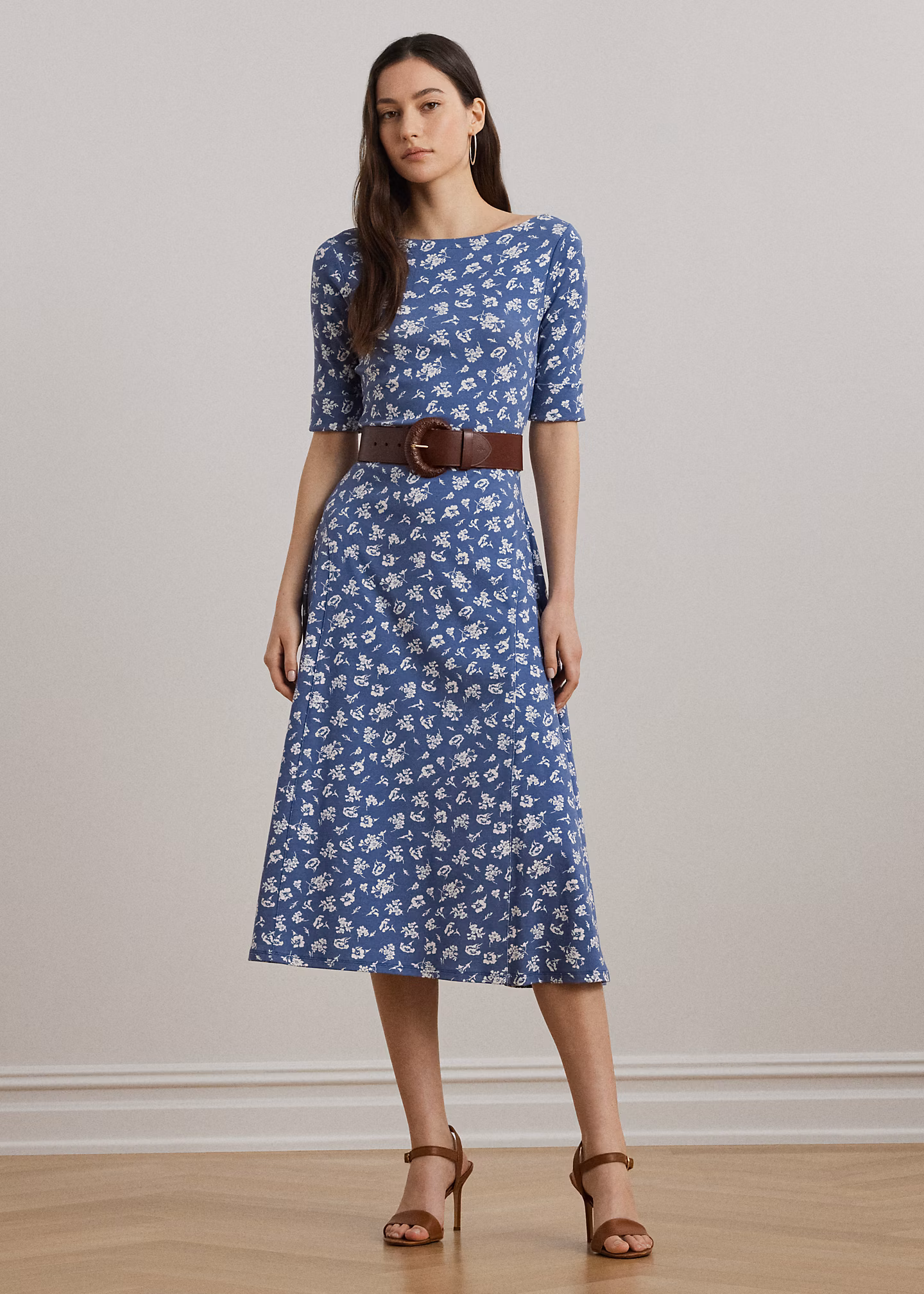 Geblümtes Midikleid aus Baumwollstretch - RALPH LAUREN OUTLET