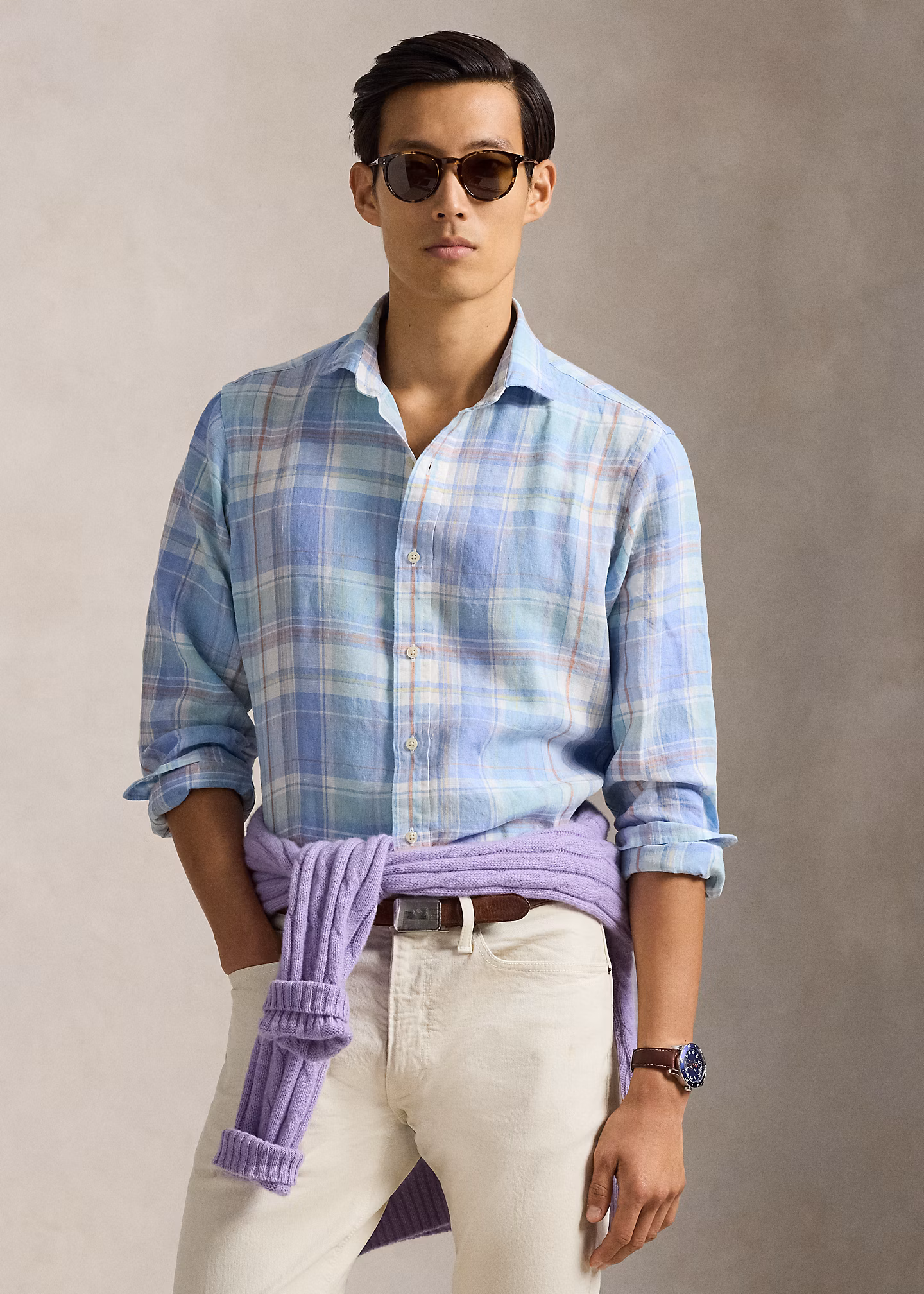 Classic-Fit Leinenhemd mit Karomuster - RALPH LAUREN OUTLET