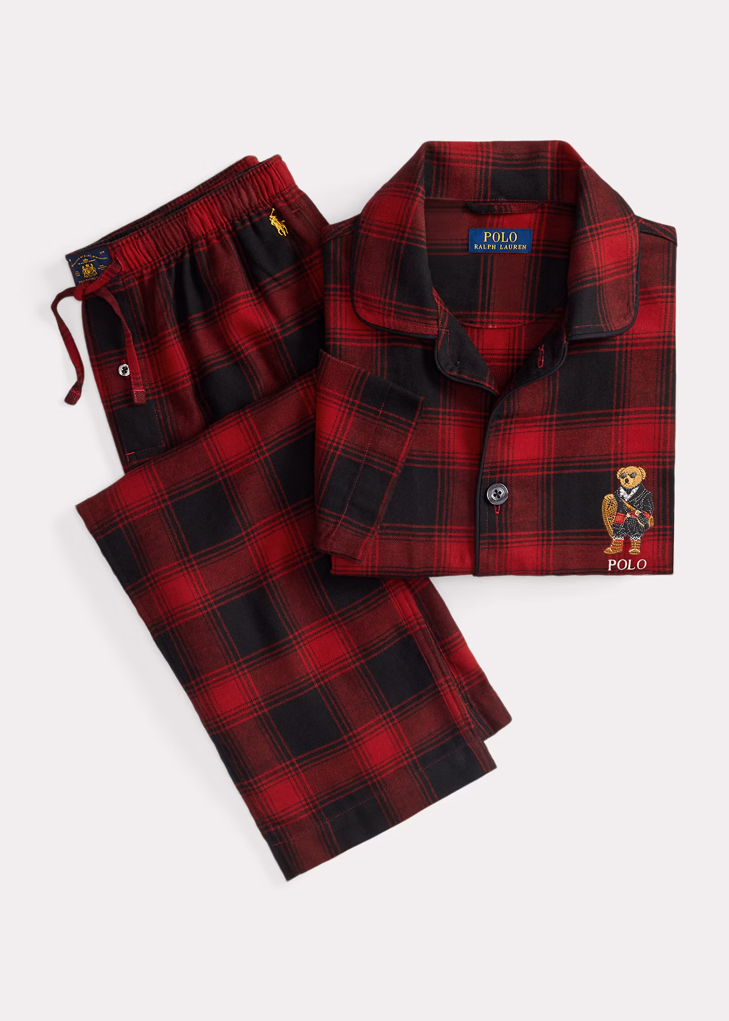 Karierter Flanell-Pyjama mit Polo Bear - RALPH LAUREN OUTLET