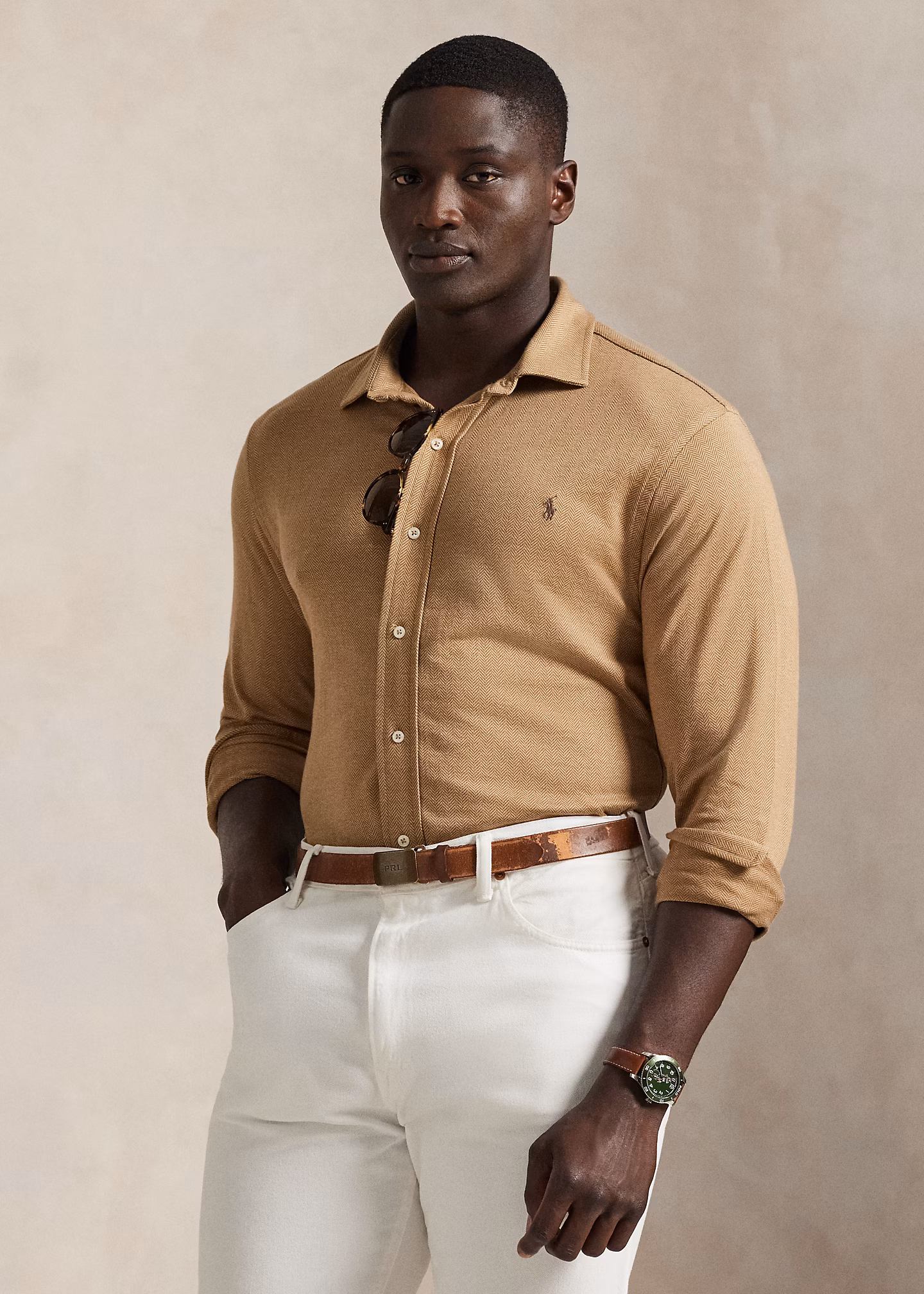 Fischgrat-Hemd mit gespreiztem Kragen - RALPH LAUREN OUTLET