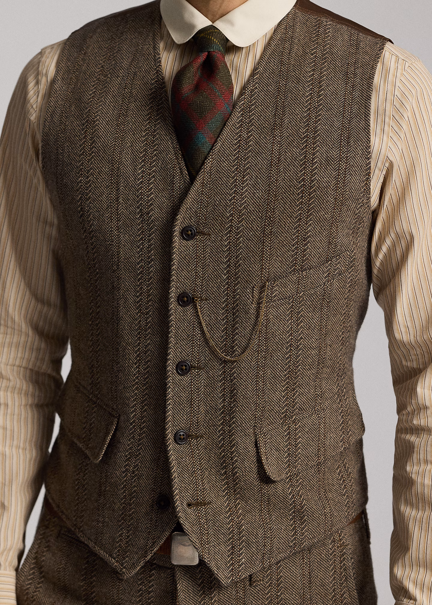 Woll-Baumwoll-Weste mit Fischgratmuster - RALPH LAUREN OUTLET