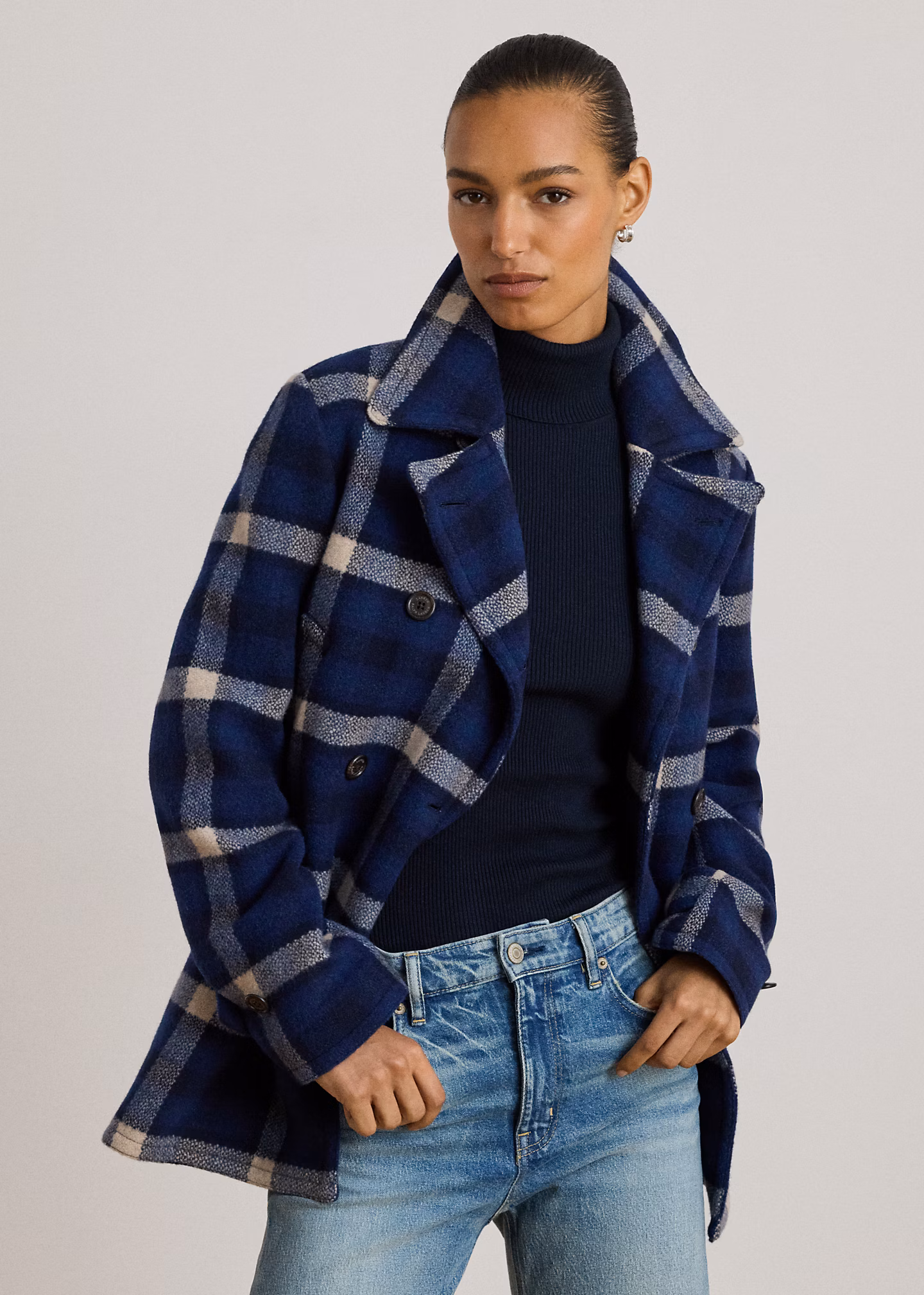 Zweireihiger Tweedmantel mit Karomuster - RALPH LAUREN OUTLET