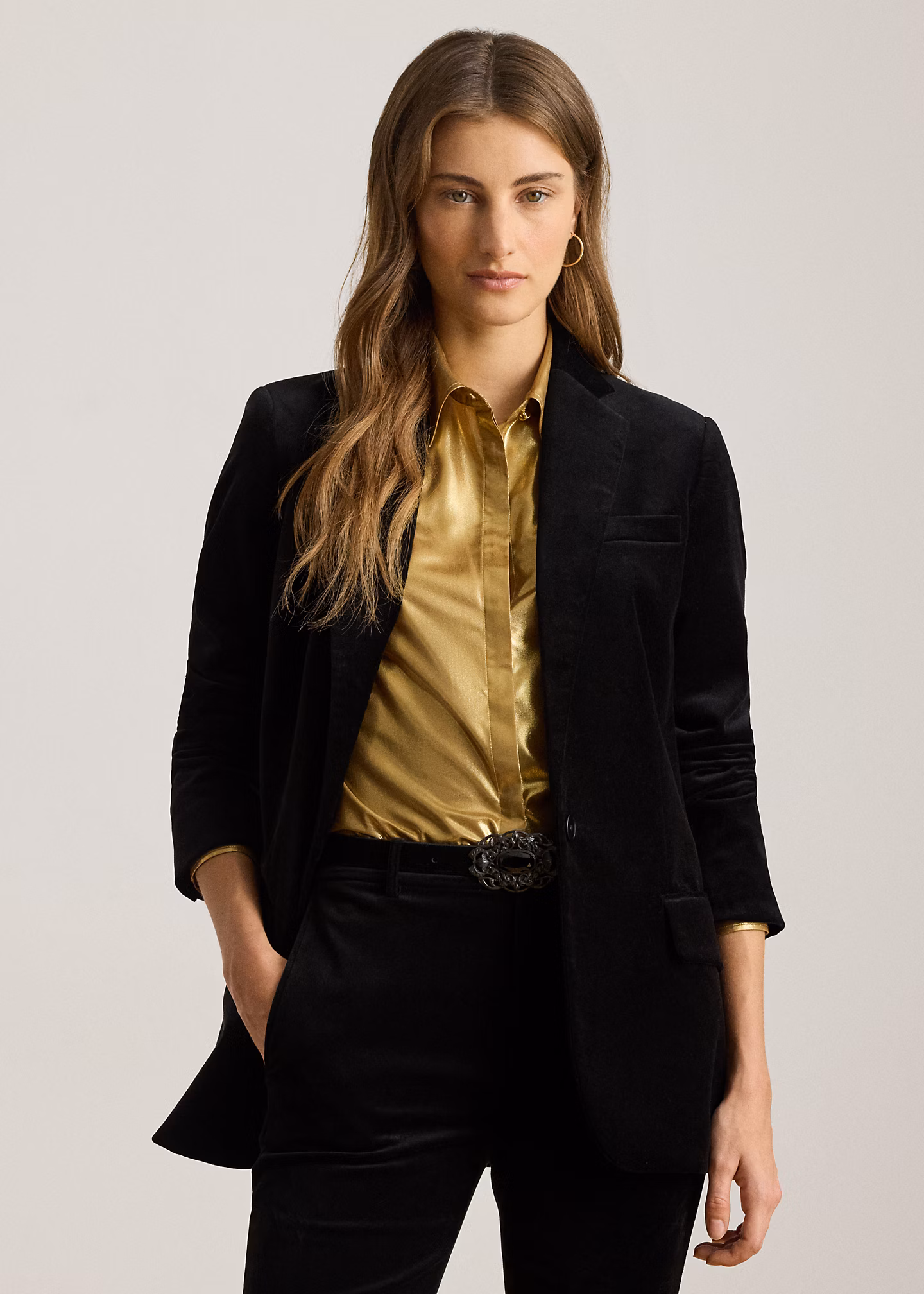 Blazer aus Stretchsamt - RALPH LAUREN OUTLET