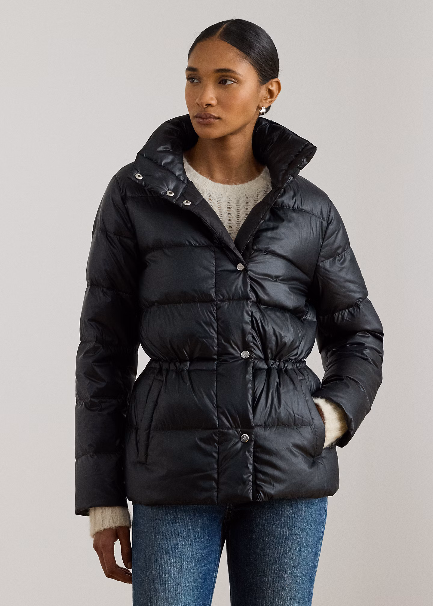 Metallic Quilted Funnelneck Down Coat - RALPH LAUREN OUTLET