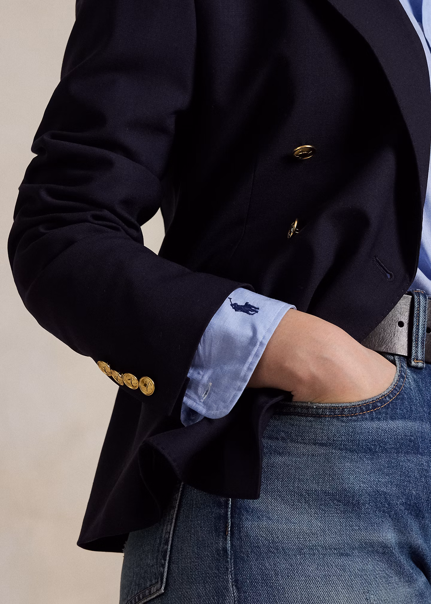 Zweireihiger kurzer Stretchwollblazer - RALPH LAUREN OUTLET