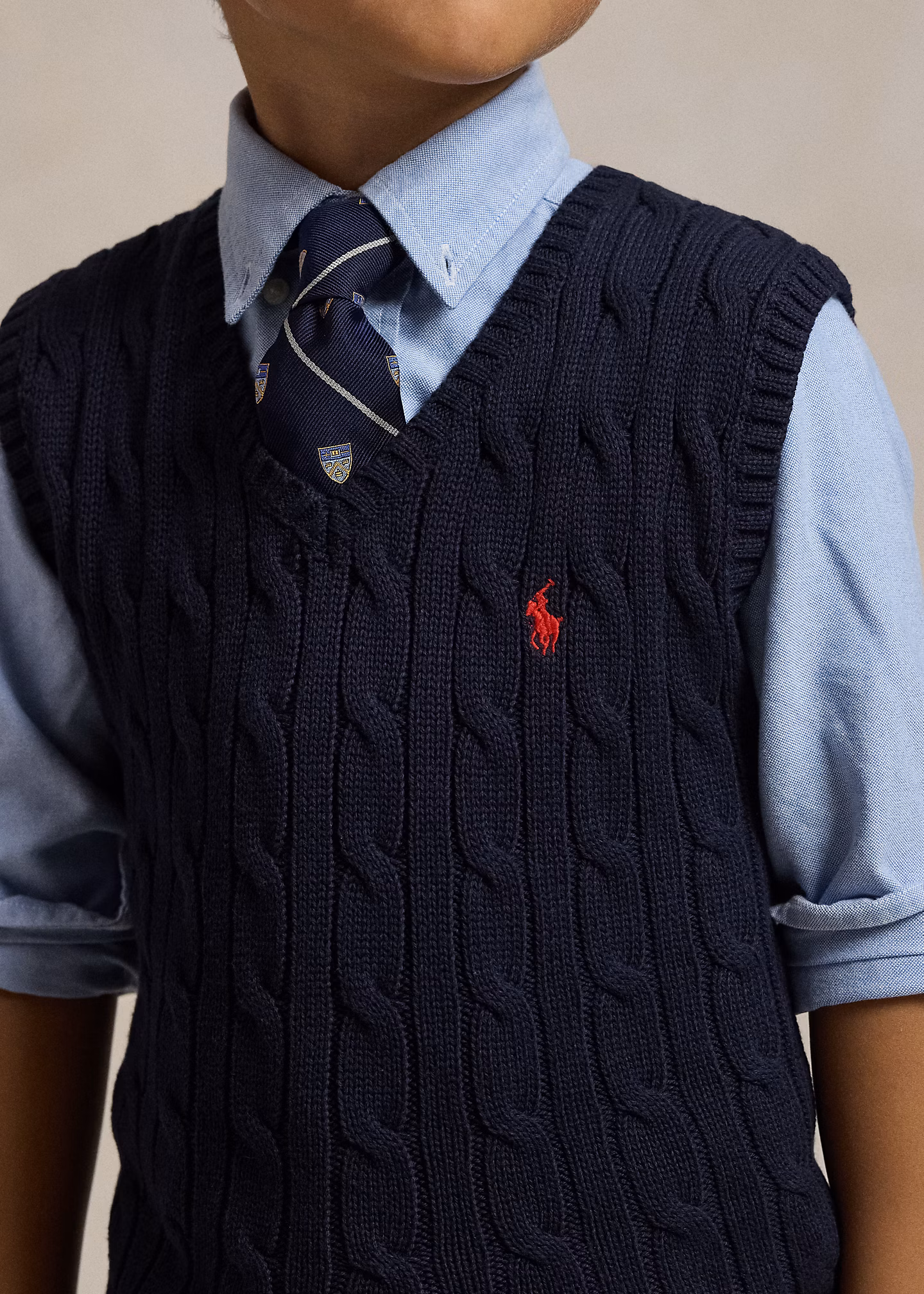 Baumwollpullunder mit Zopfmuster - RALPH LAUREN OUTLET