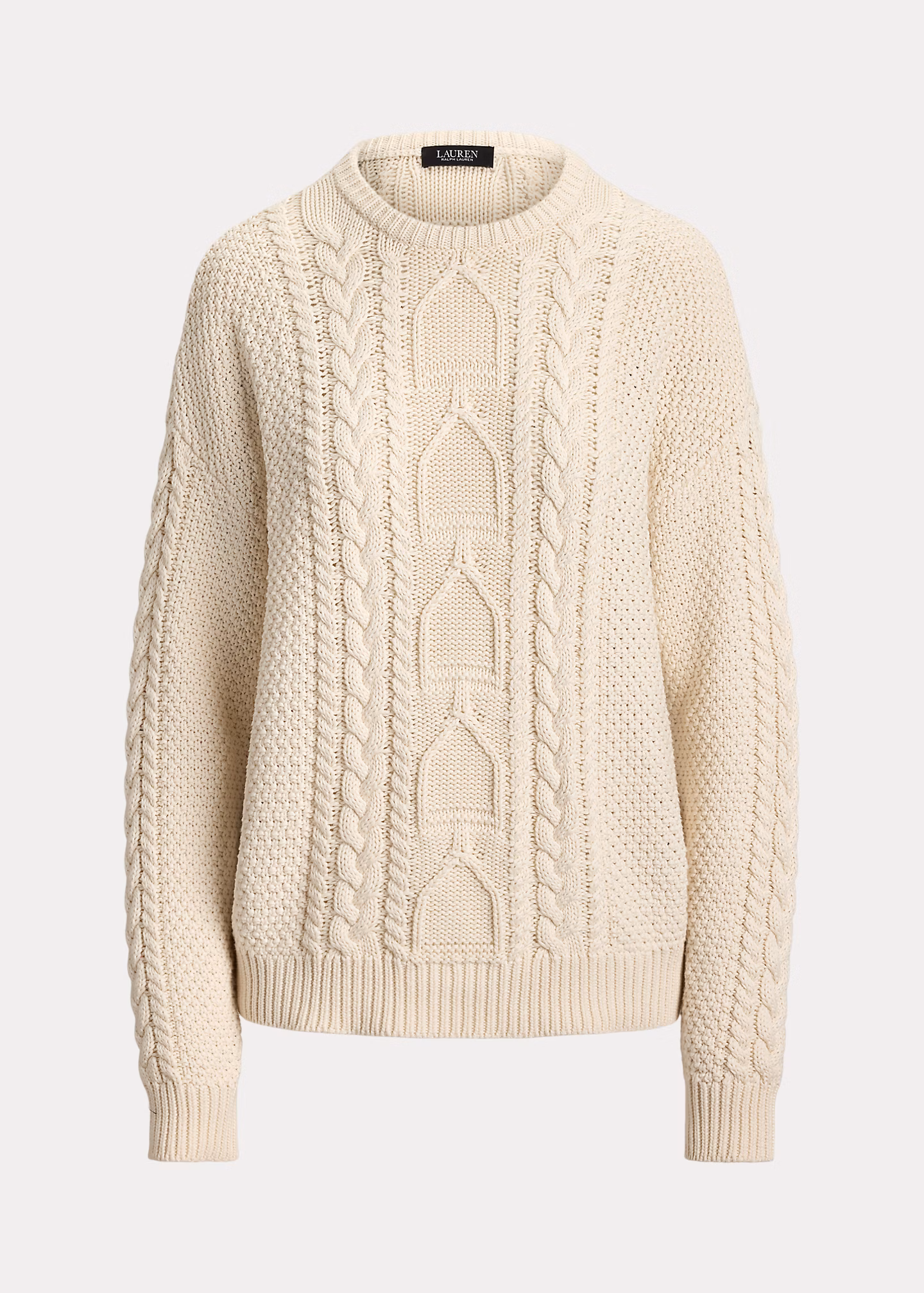 Baumwoll-Rundhalspullover mit Zopfmuster - RALPH LAUREN OUTLET