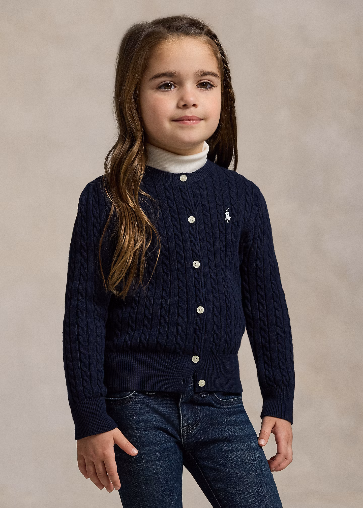 Baumwollstrickjacke mit Mini-Zopfmuster - RALPH LAUREN OUTLET