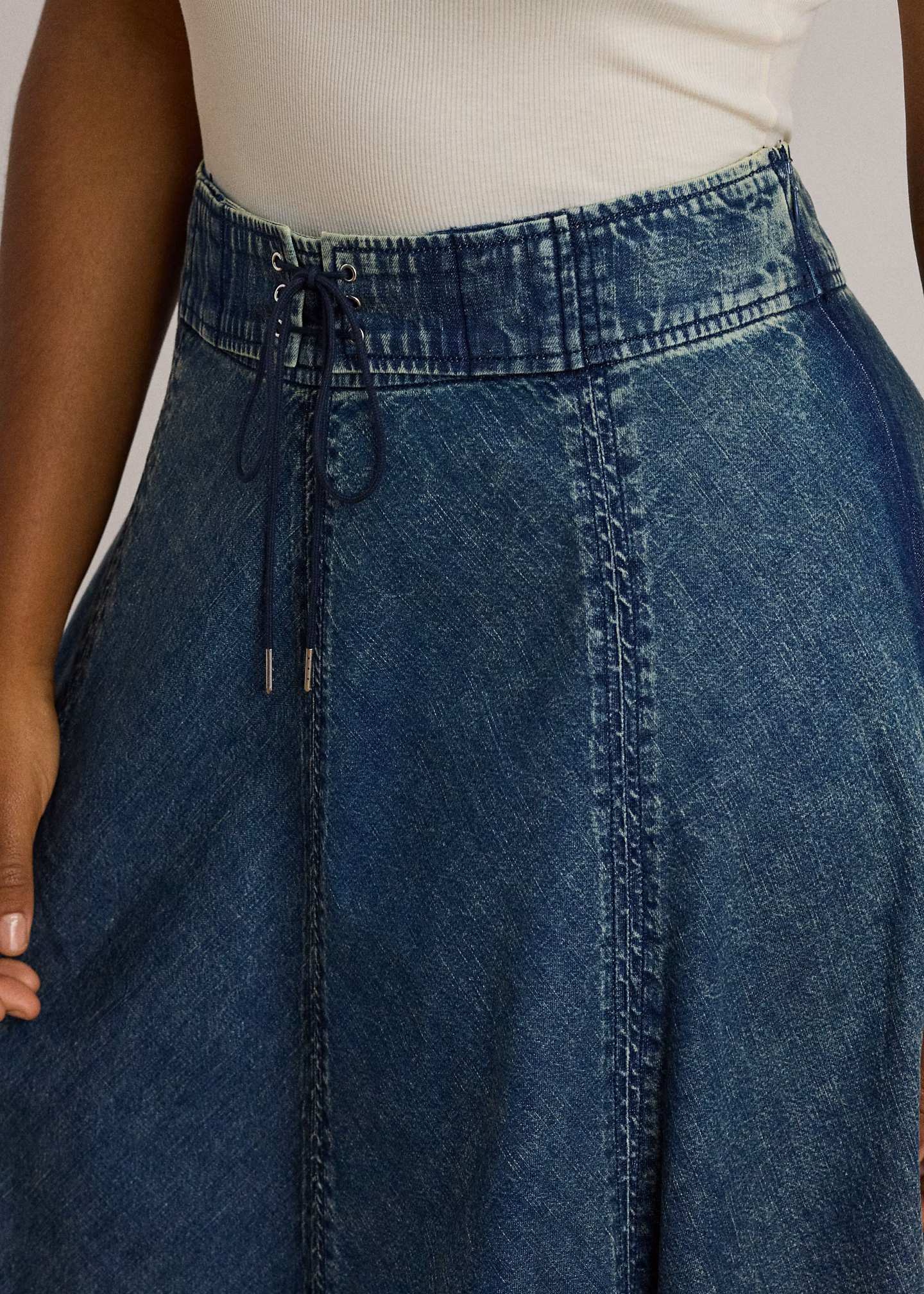 Denim-Midirock mit Tunnelzug - RALPH LAUREN OUTLET