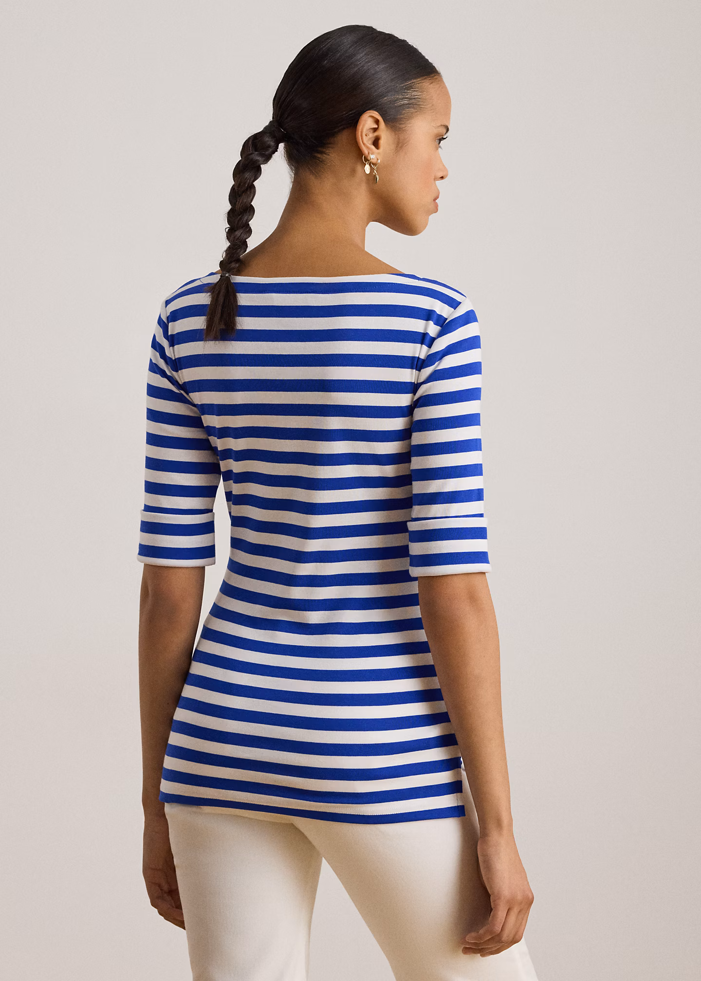 Baumwoll-T-Shirt mit U-Boot-Ausschnitt - RALPH LAUREN OUTLET