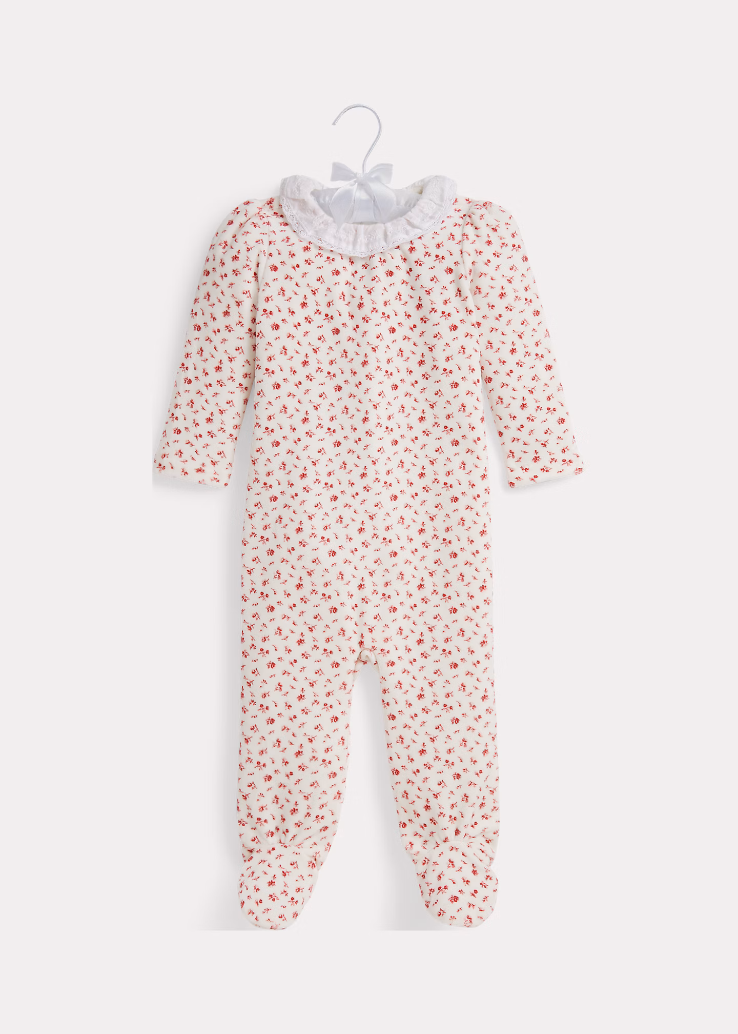 Geblümter Velours-Strampler mit Füßchen - RALPH LAUREN OUTLET