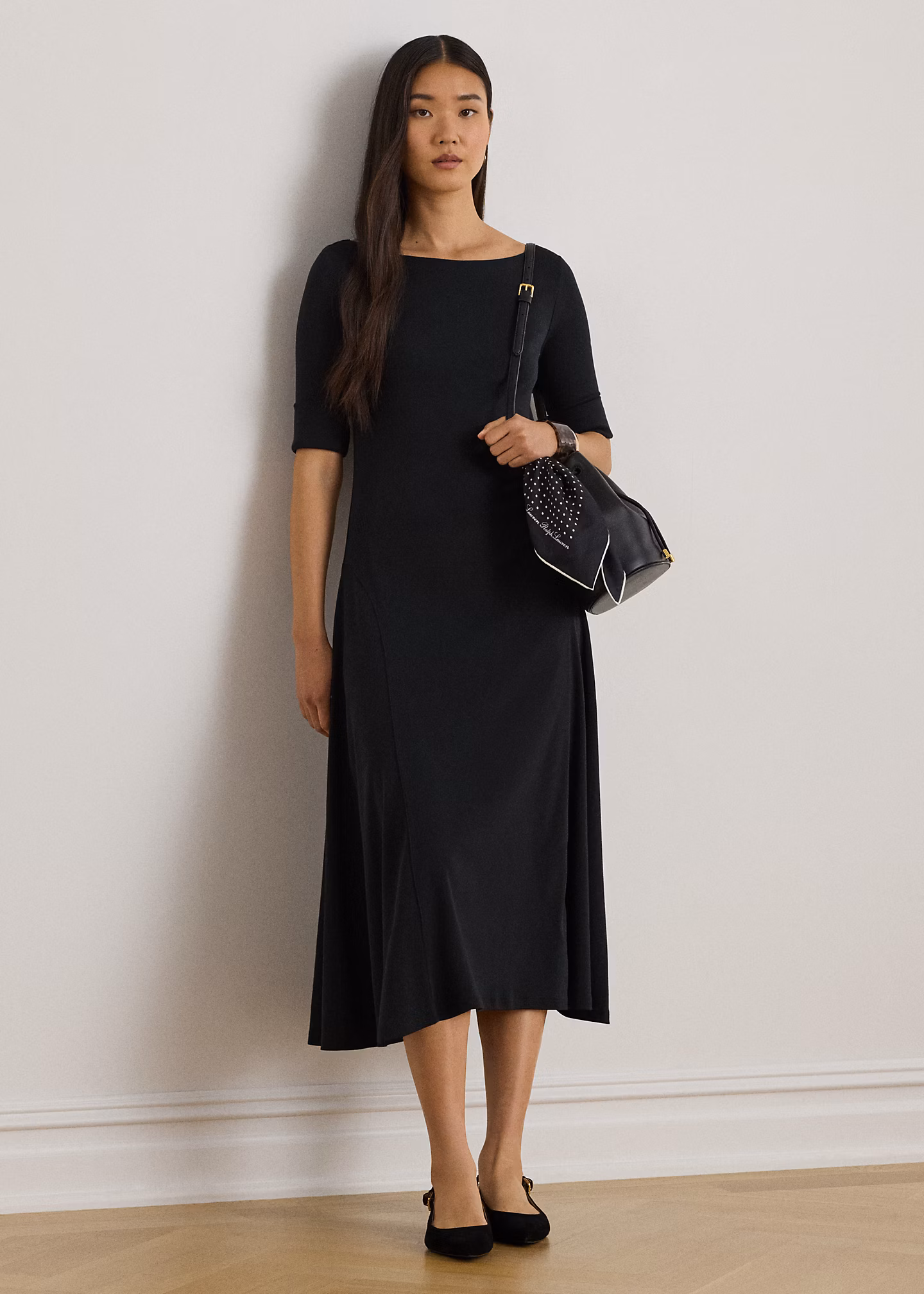 Geripptes Midikleid aus Baumwollstretch - RALPH LAUREN OUTLET